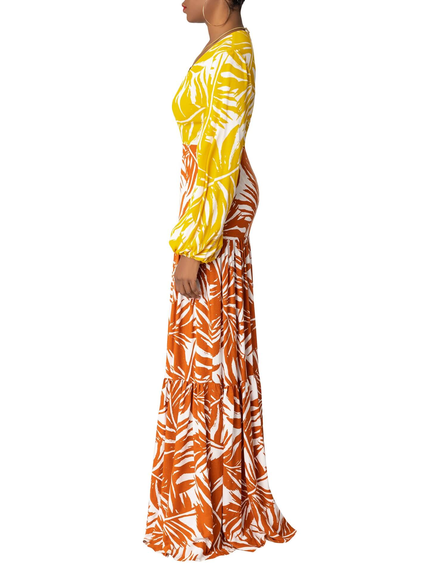 “Royal Palm” Color block Tiered Maxi Dress - Image 6