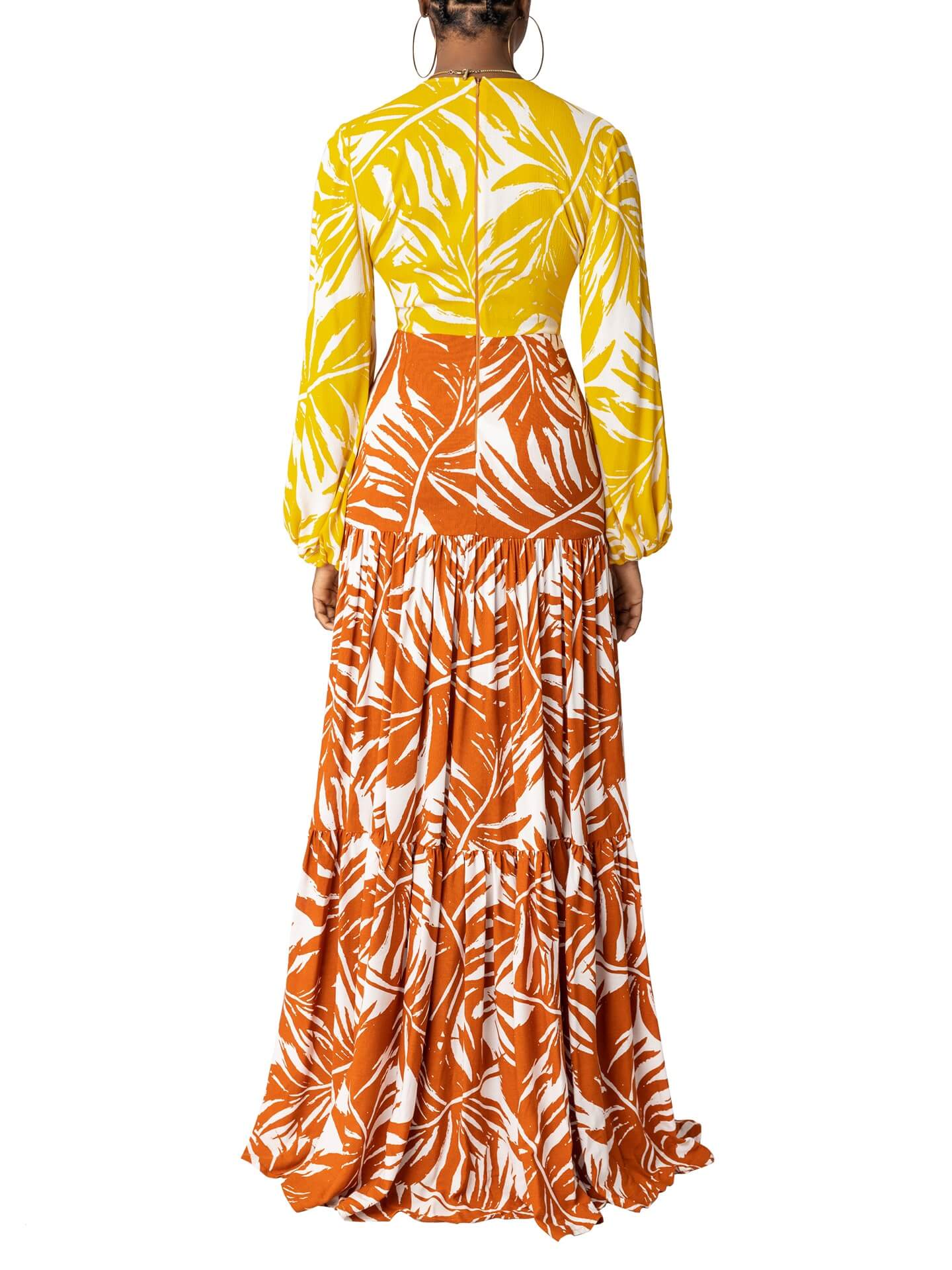 “Royal Palm” Color block Tiered Maxi Dress - Image 7