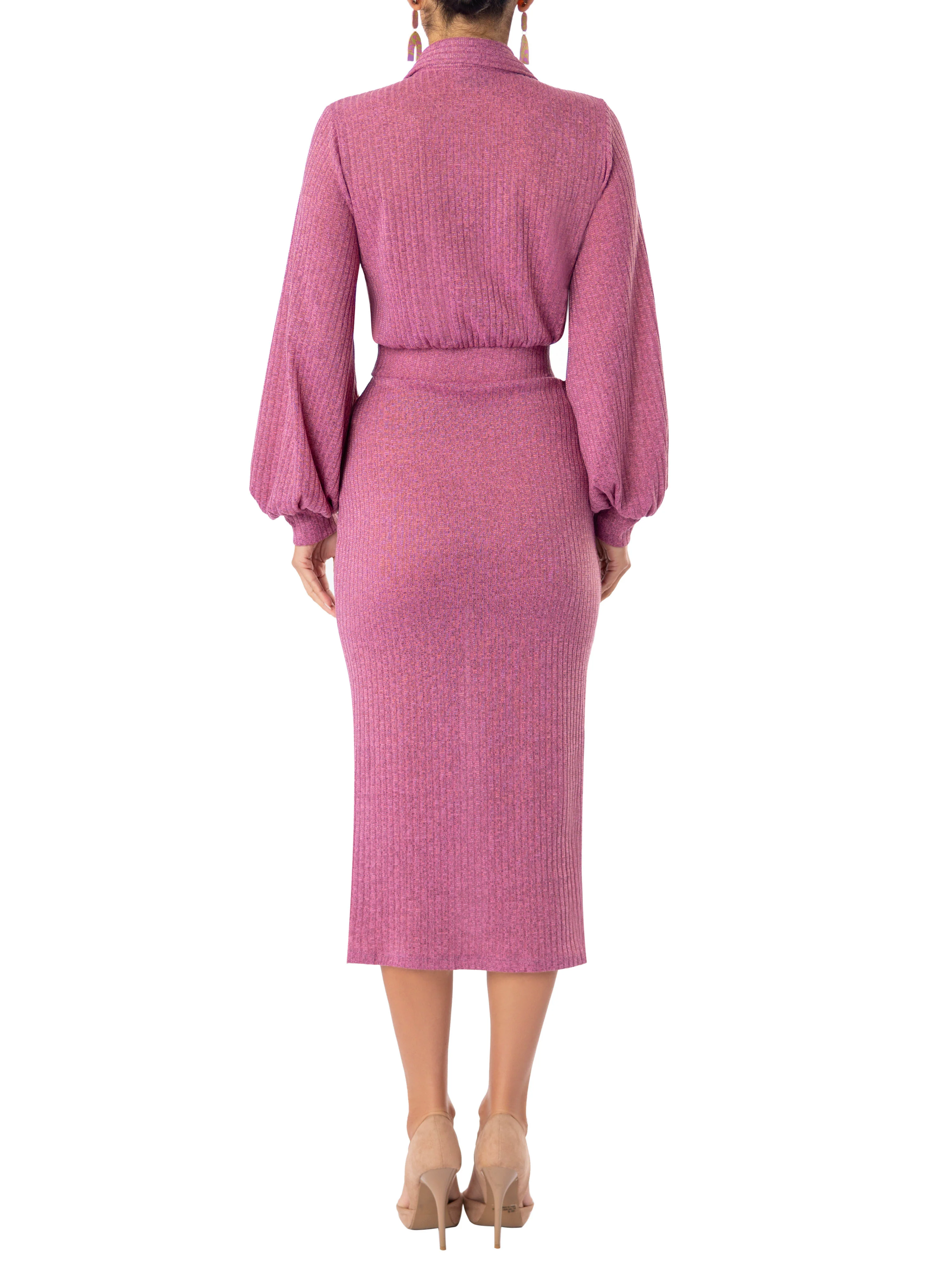 "Ruth" Mauve Pencil Shirtdress - Image 5
