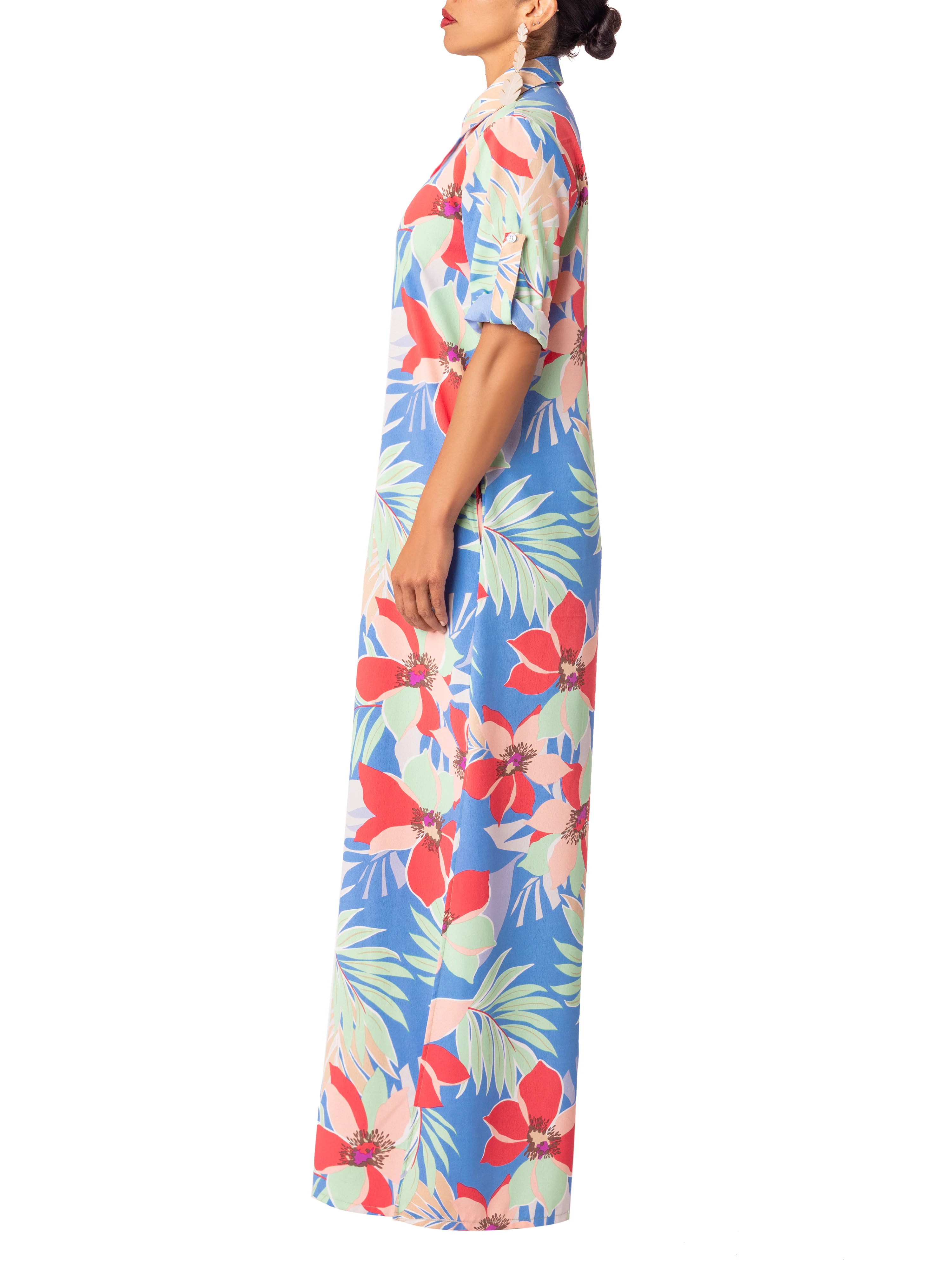 “Sanara” Blue Maxi Shirtdress - Image 5