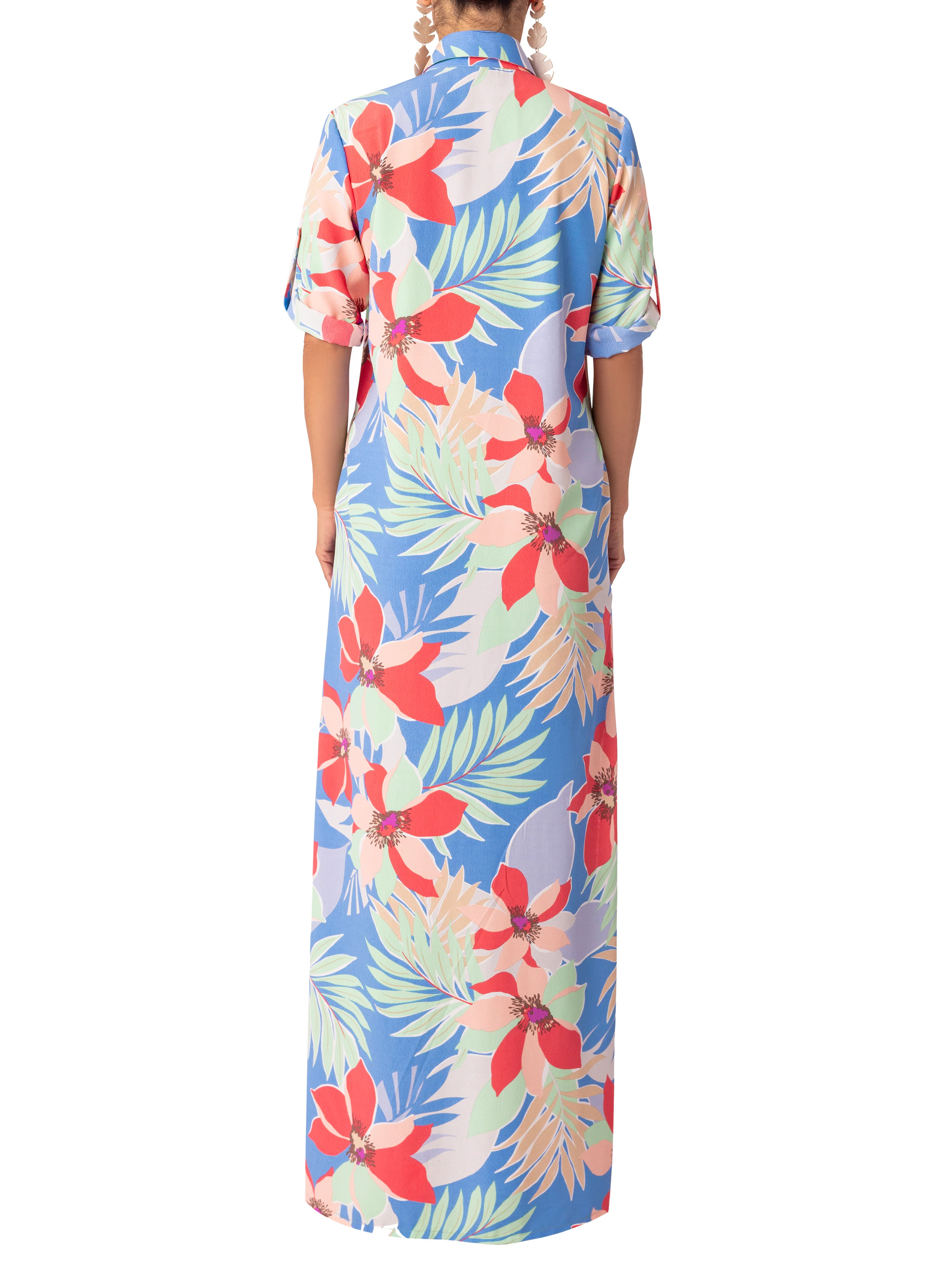 “Sanara” Blue Maxi Shirtdress - Image 6