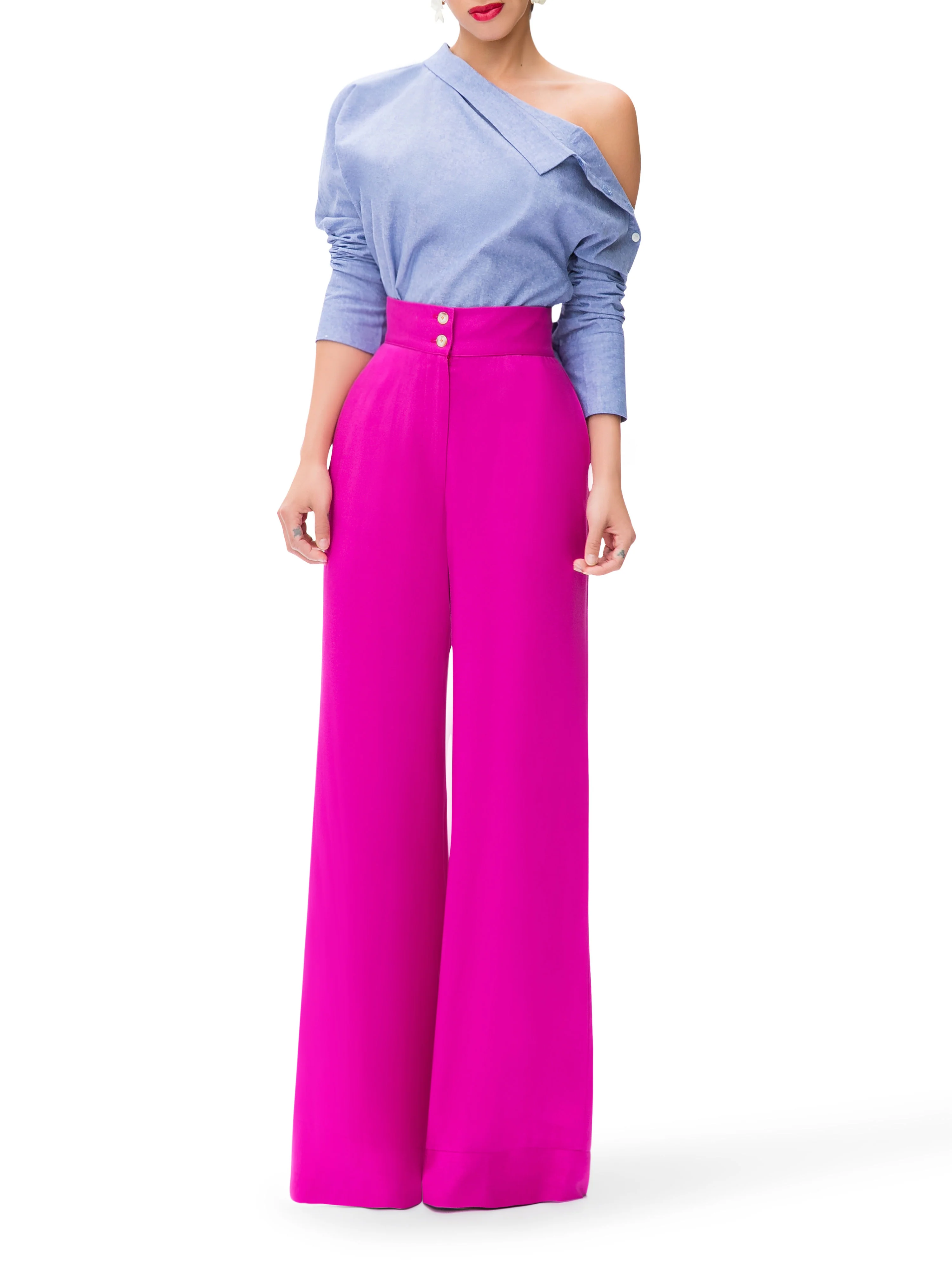 "Santiago"  Magenta High Waist Pants - Image 2