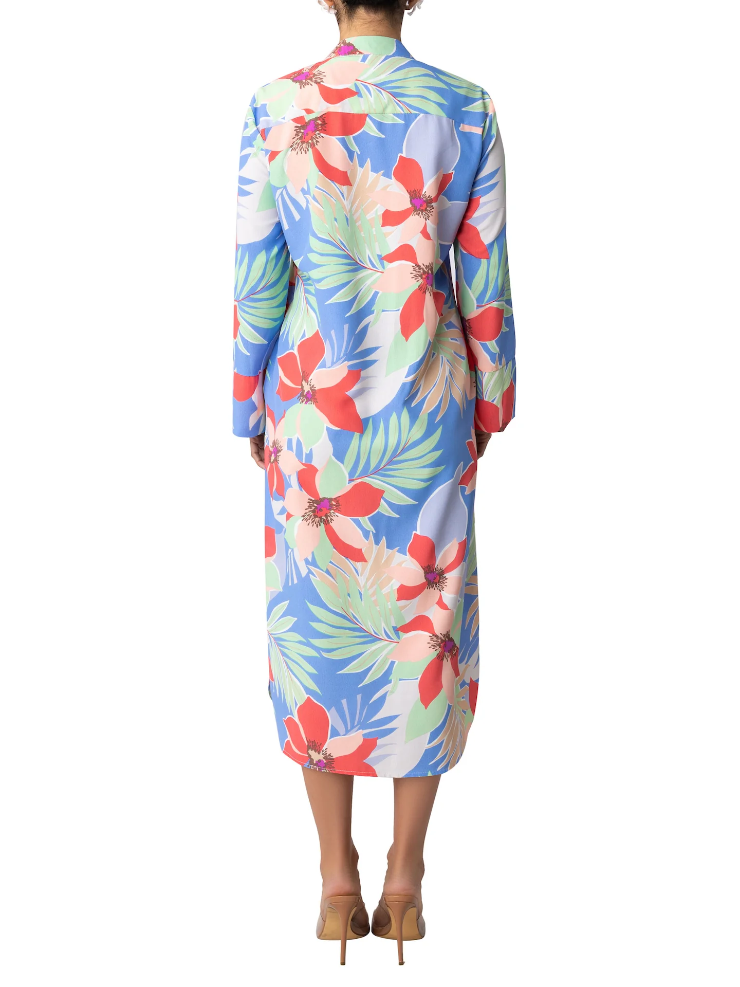 “Sarai” Blue Print Shirtdress - Image 7