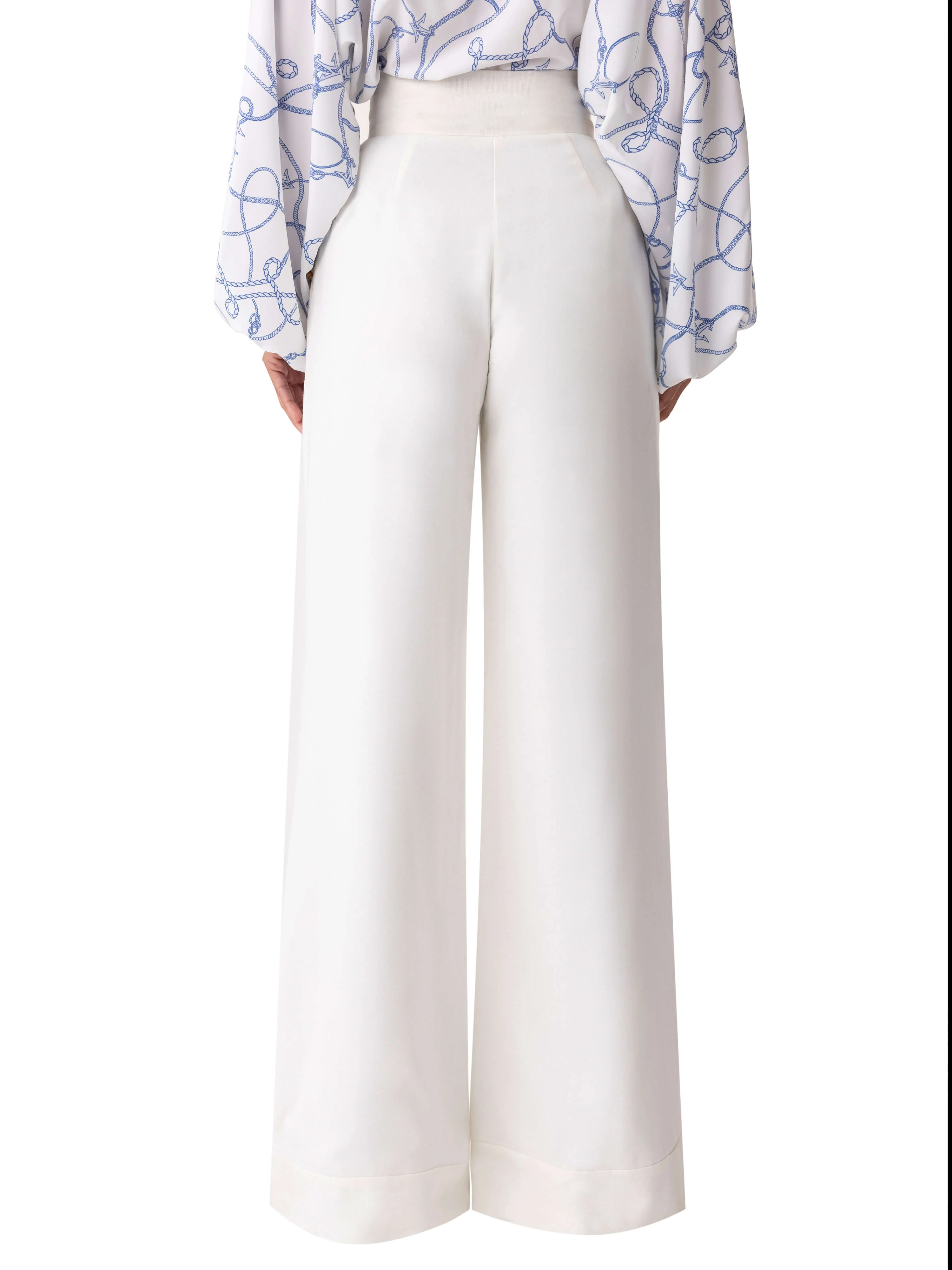 "Sea" Nautical Ivory High Waist Pants - Image 5