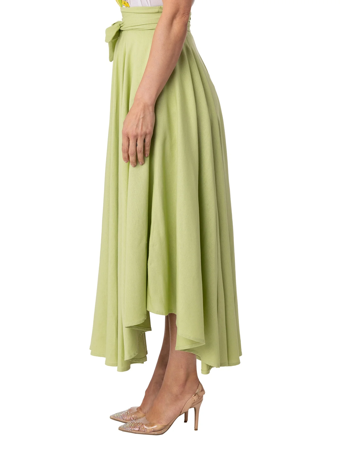 "Seychelles" Sage Belted Midi Skirt - Image 10