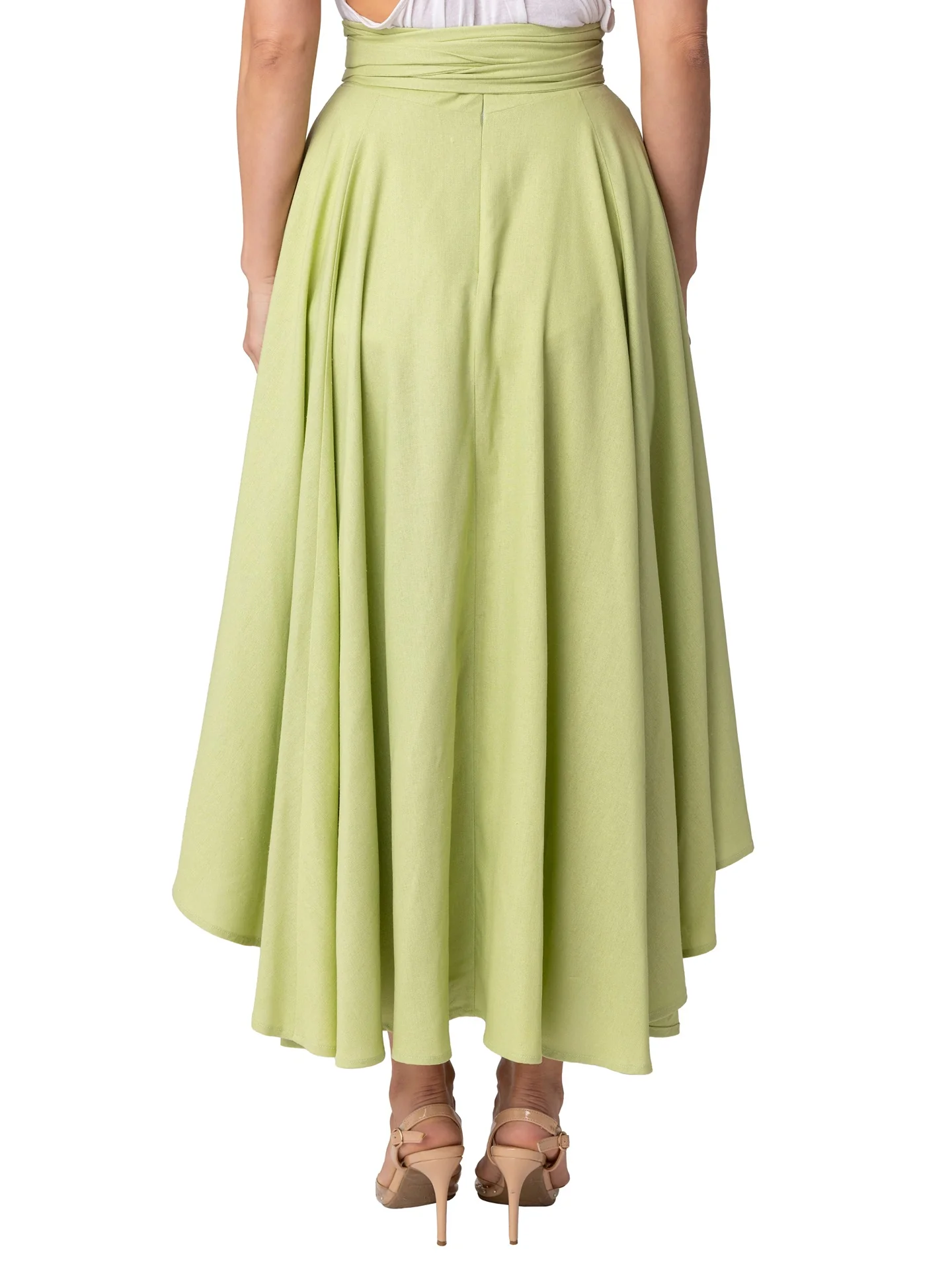 "Seychelles" Sage Belted Midi Skirt - Image 11