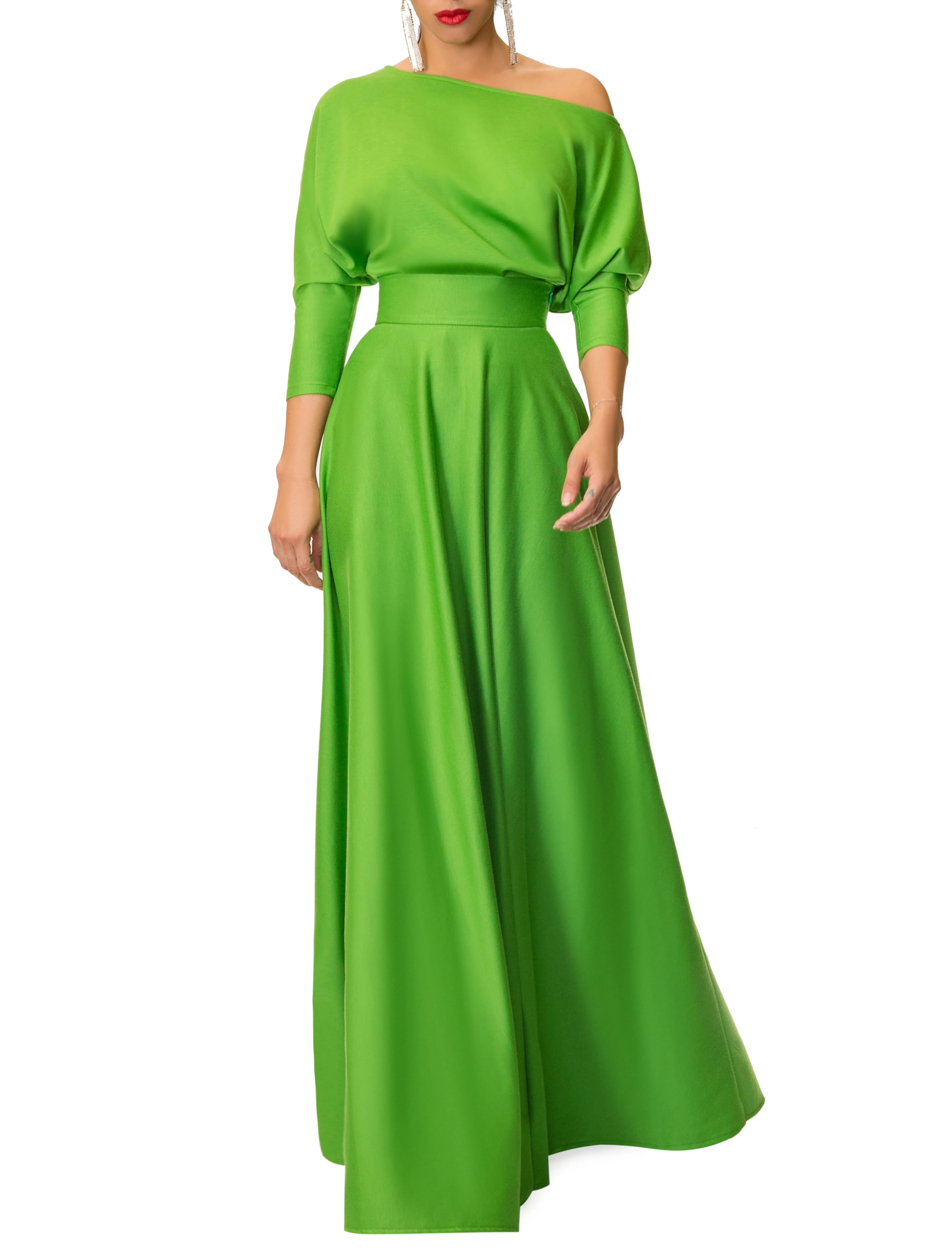 "Shannon" Forest Green Maxi Skirt - Image 3