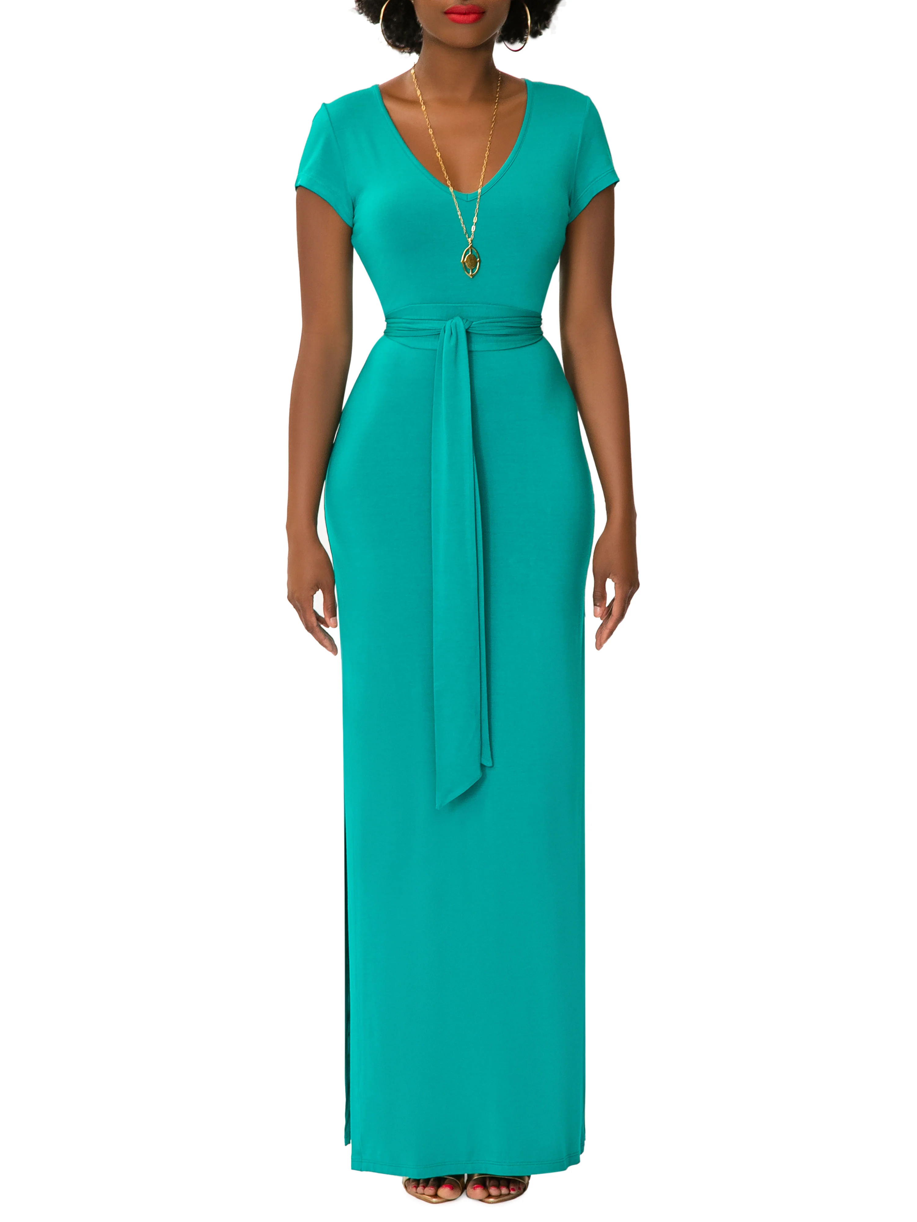 "Sky" Emerald Jersey Tee Shirt Dress - Image 3