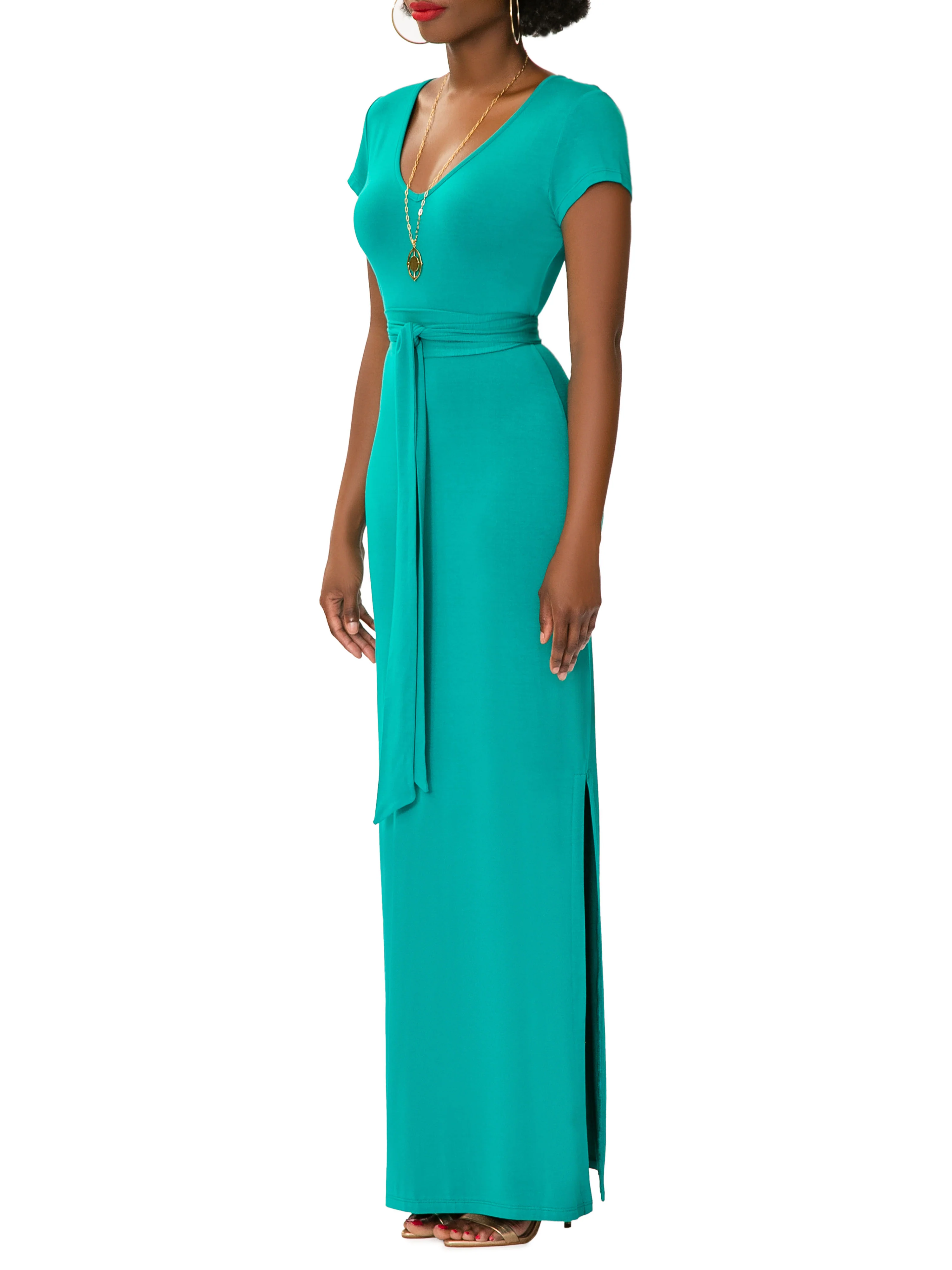 "Sky" Emerald Jersey Tee Shirt Dress - Image 4