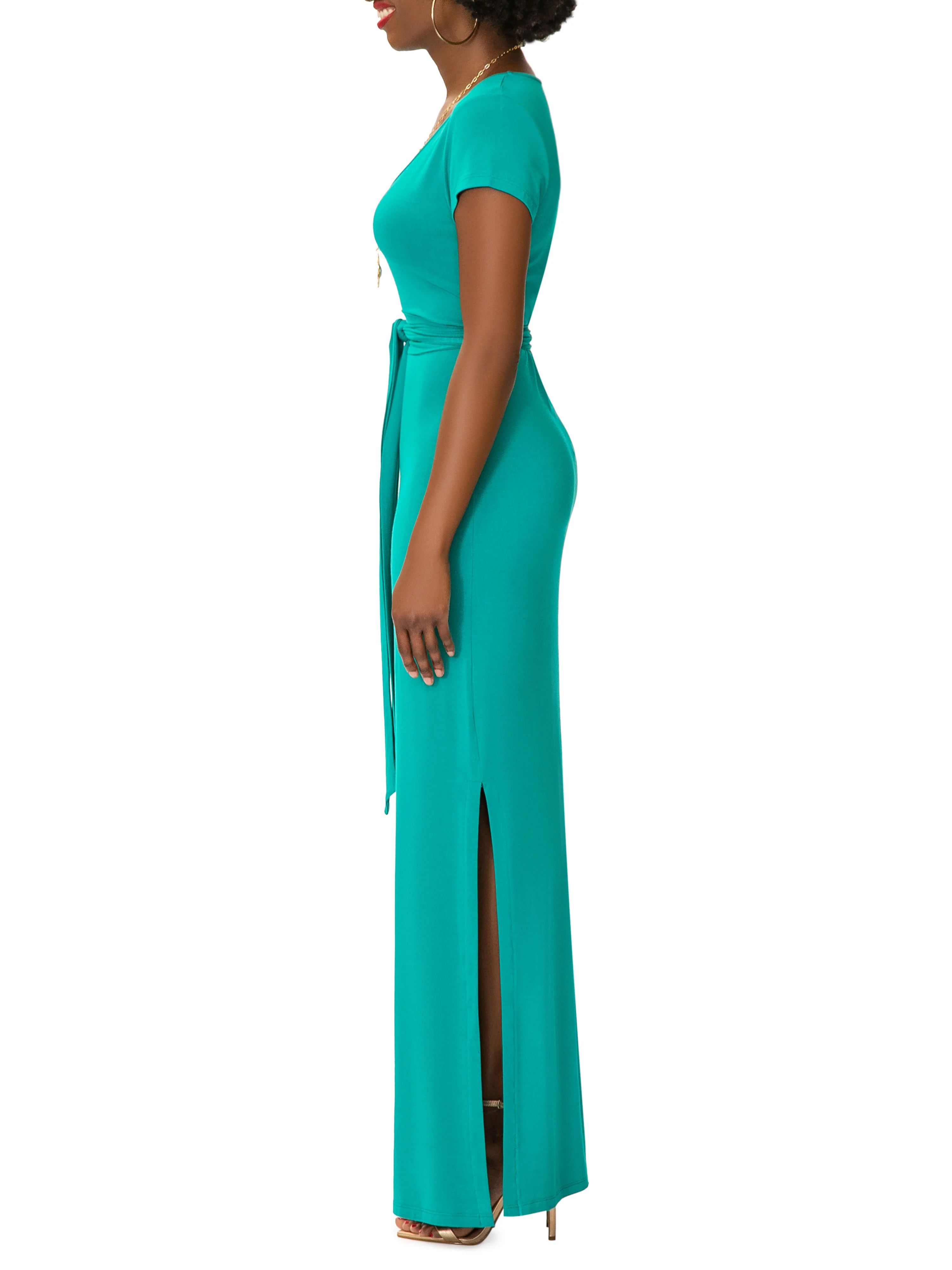 "Sky" Emerald Jersey Tee Shirt Dress - Image 5