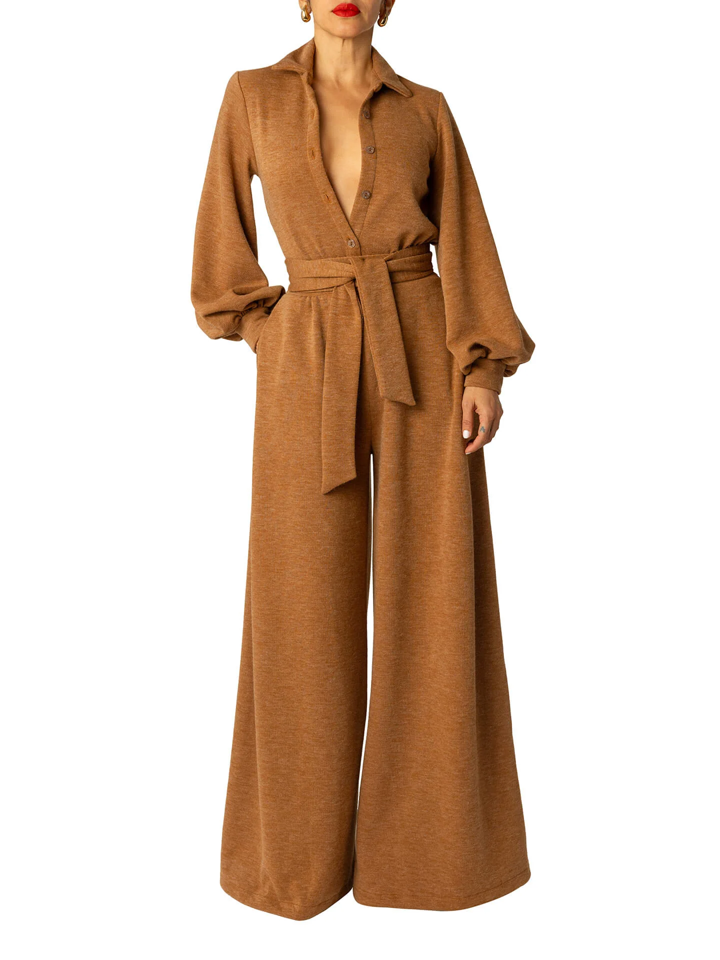 "Sloane" Camel Jumpsuit - Image 3