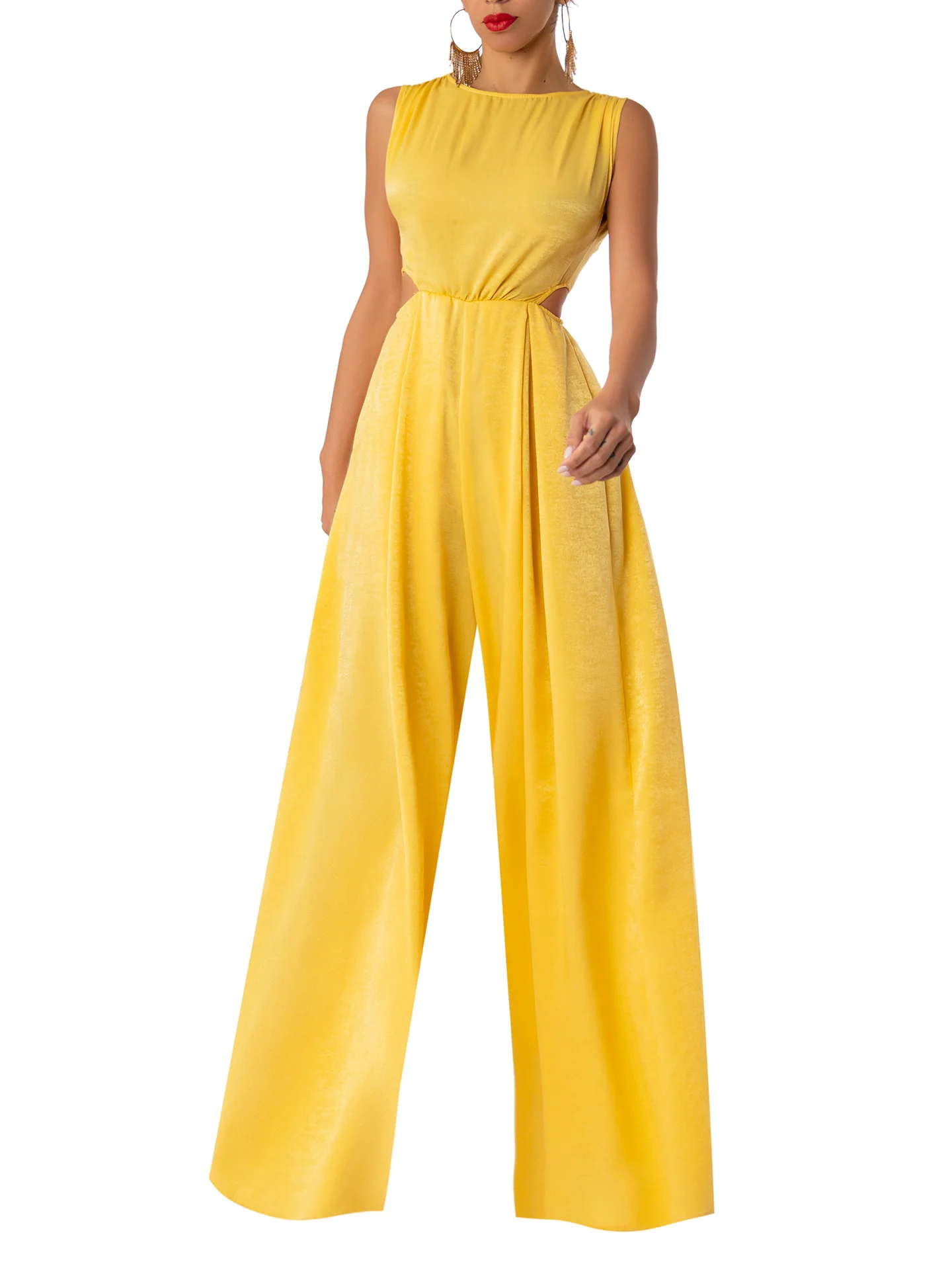 “Sol” Yellow Cut-Out Jumpsuit - Image 3