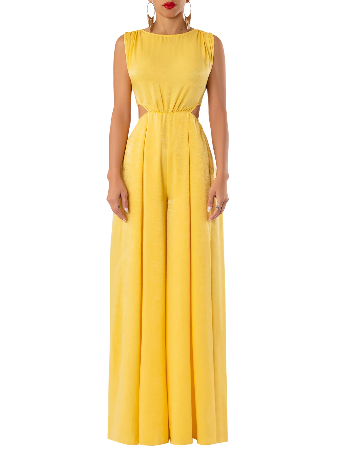 “Sol” Yellow Cut-Out Jumpsuit - Image 4