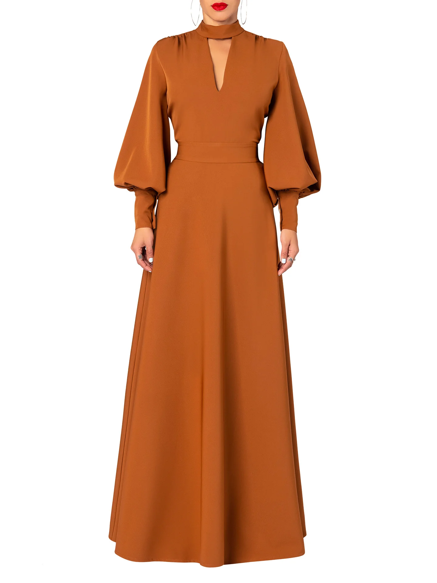 "Sotomayor" Caramel Maxi Dress - Image 3
