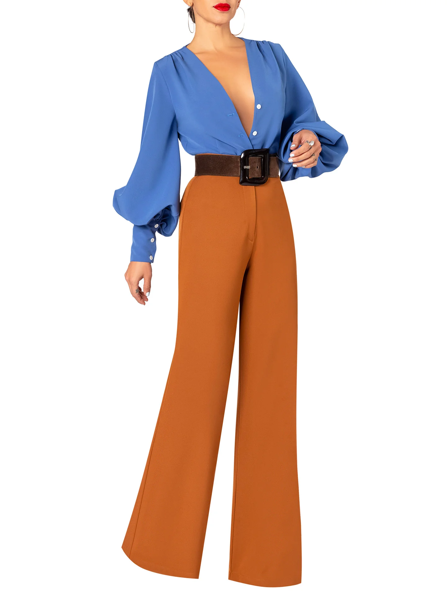 "Stacey" Caramel High Waist Pants - Image 2