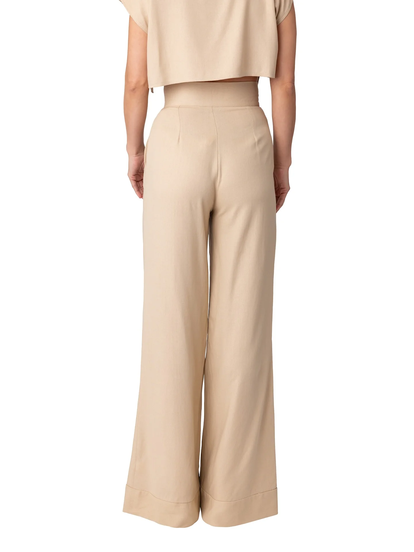 "Sting Ray" Tan High Waist Wide Leg Pants - Image 8
