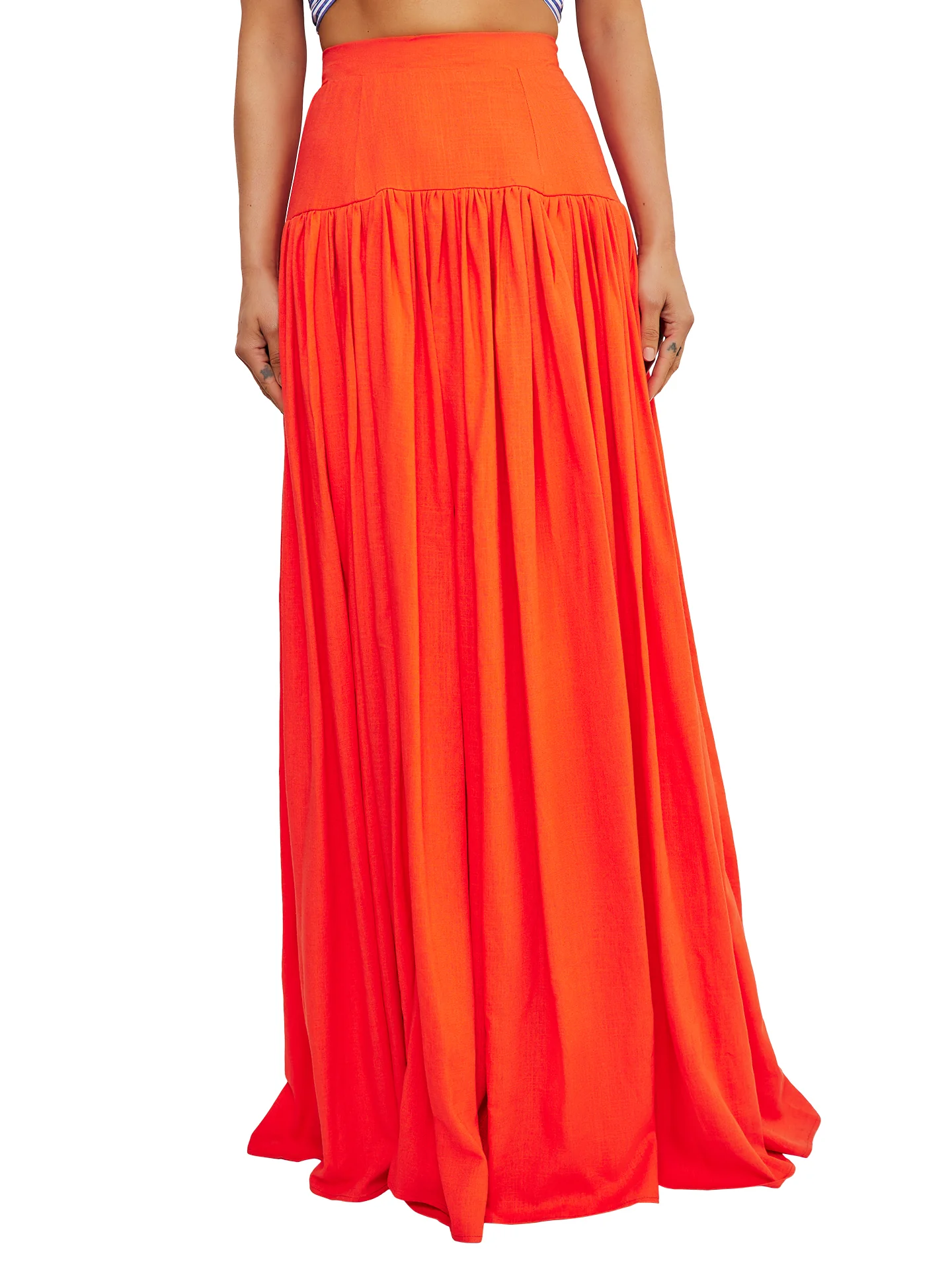 “Stormy” Orange Drop Waist Maxi Skirt - Image 4