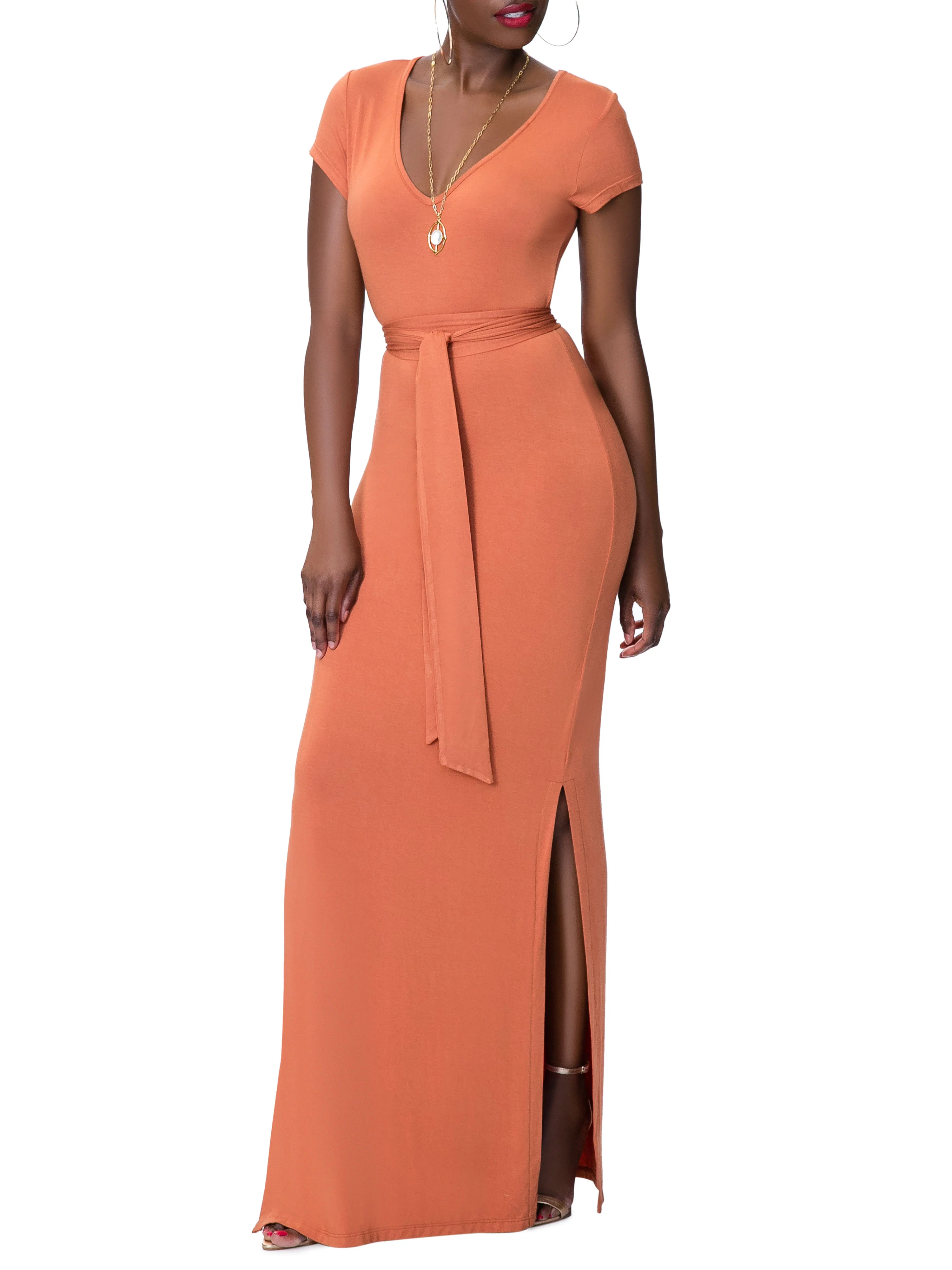 "Suma" Bronze Jersey Tee shirt Dress - Image 2