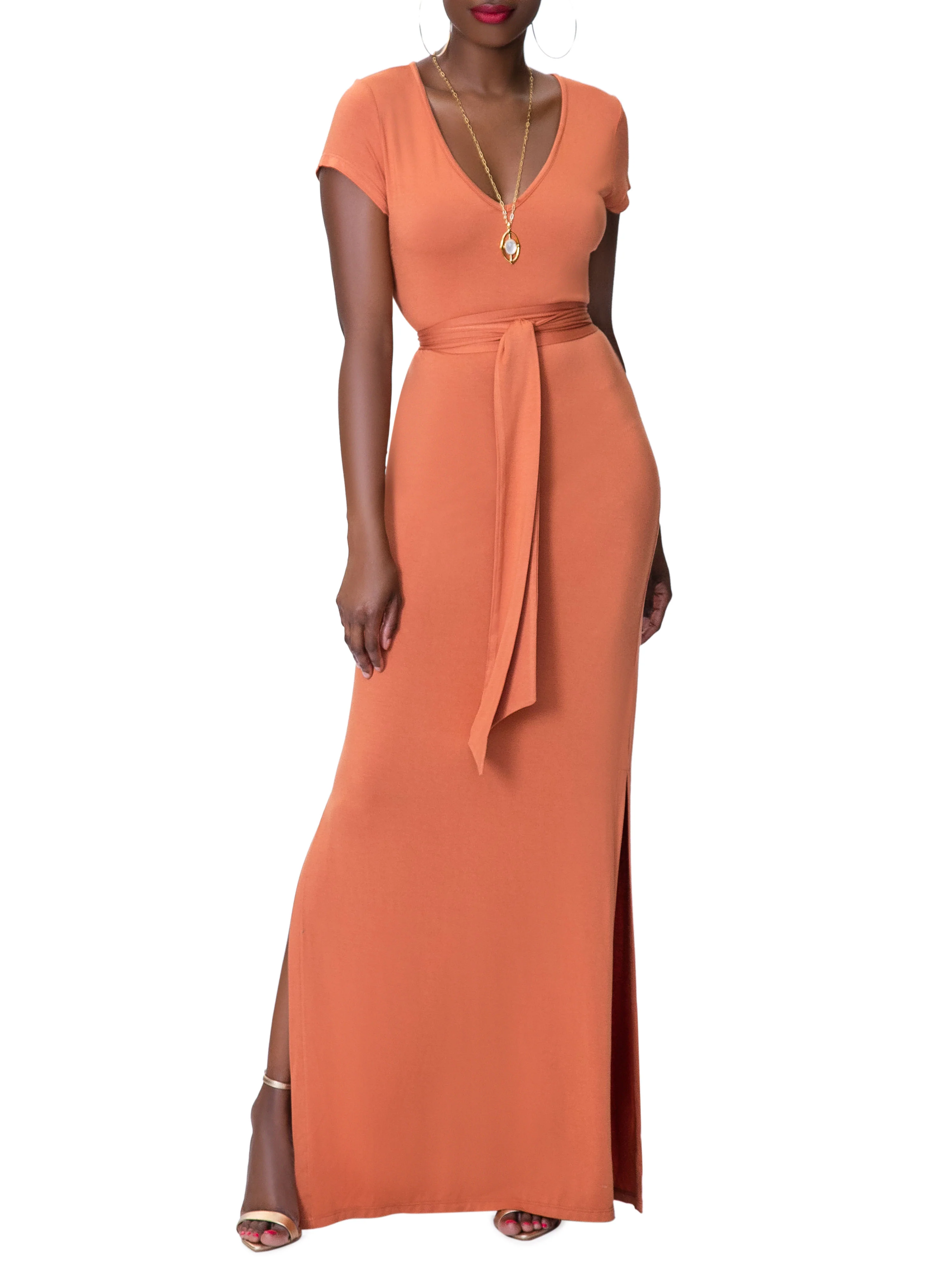 "Suma" Bronze Jersey Tee shirt Dress - Image 3