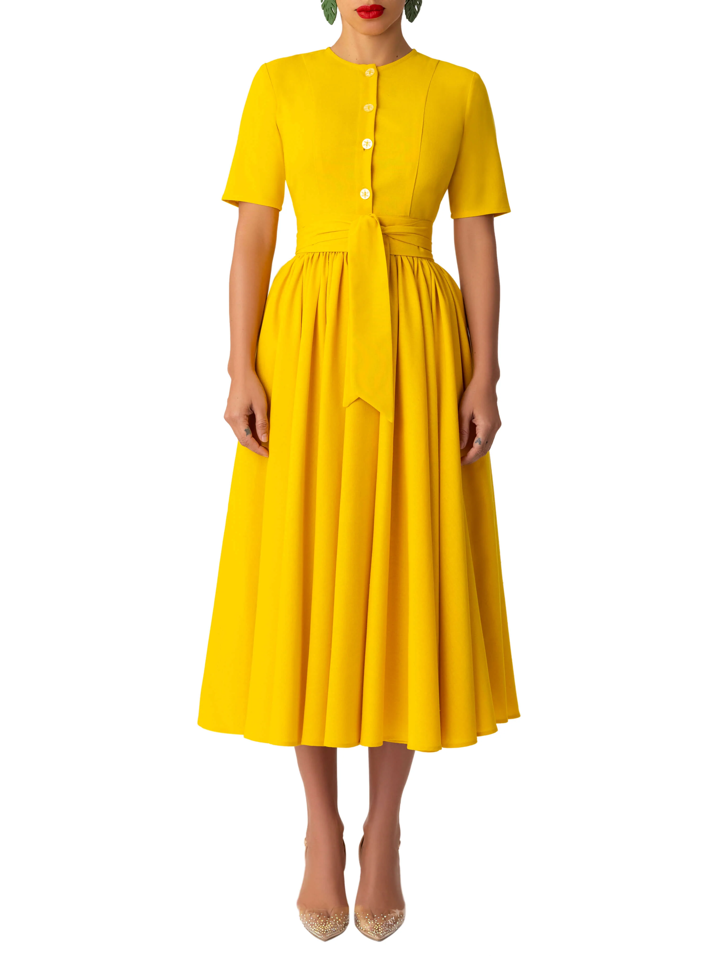 "Sunny" Yellow Swing Dress - Image 4