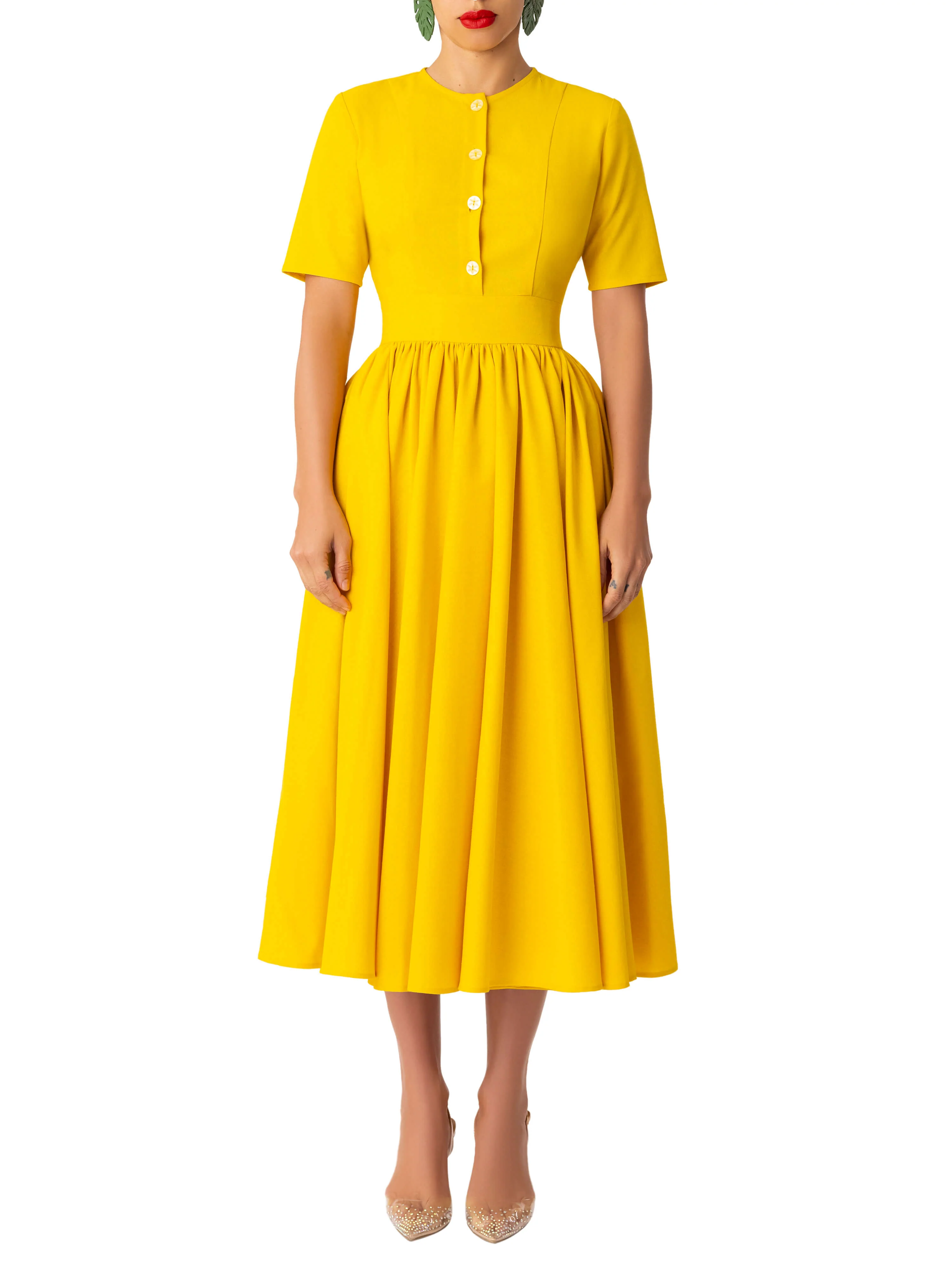 "Sunny" Yellow Swing Dress - Image 5