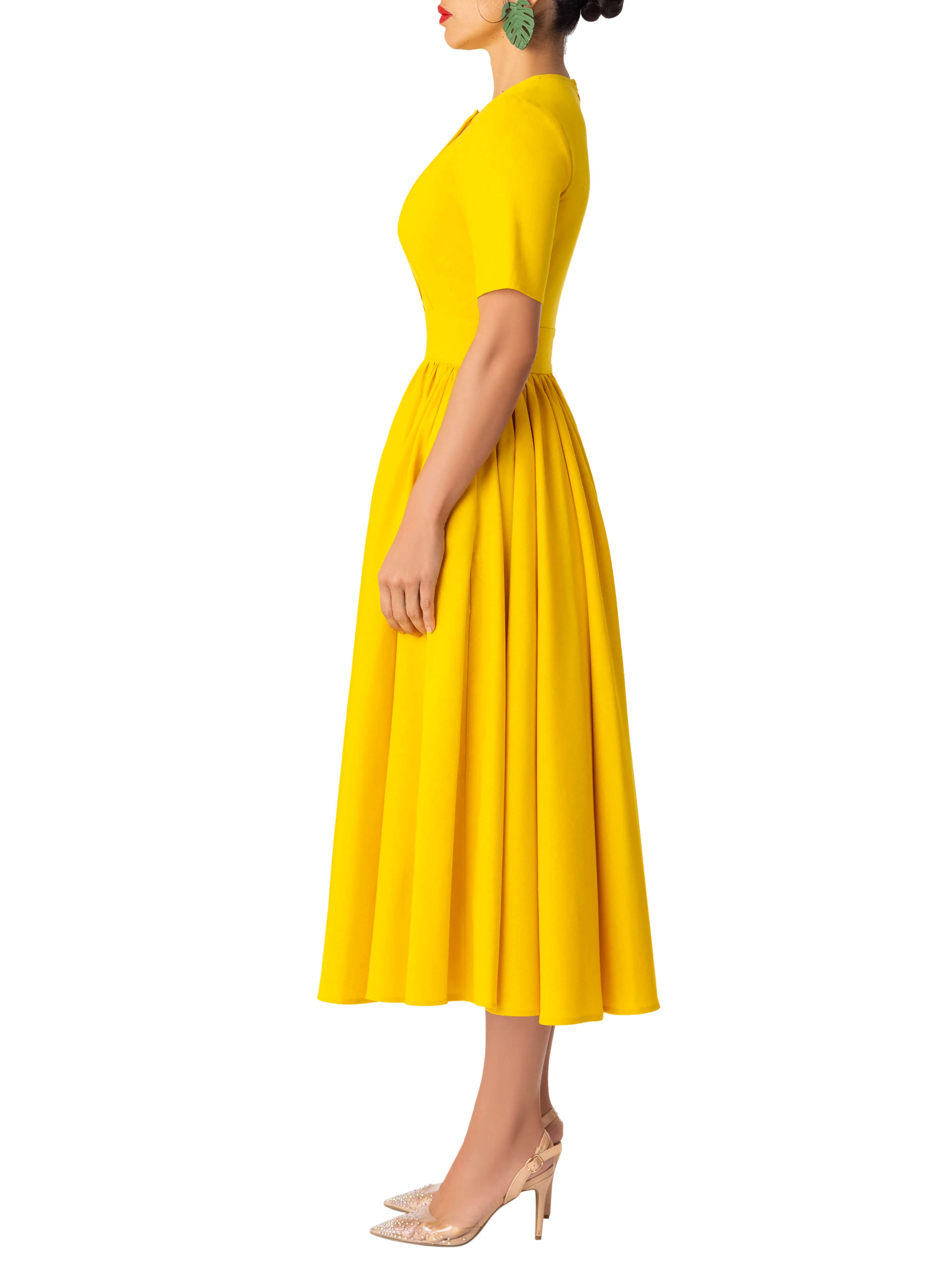 "Sunny" Yellow Swing Dress - Image 6