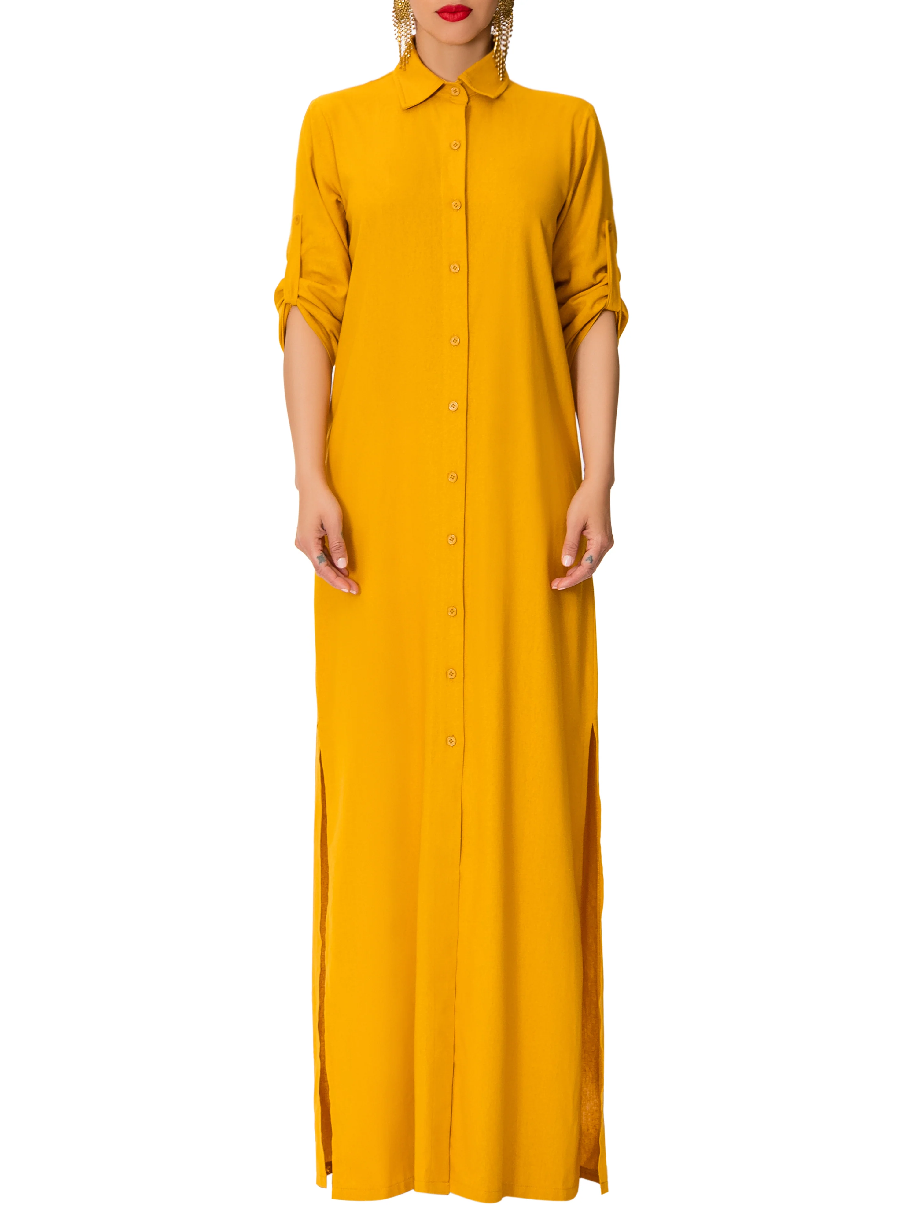 "Sunset Blvd" Mango Button-Down Maxi Shirtdress - Image 4