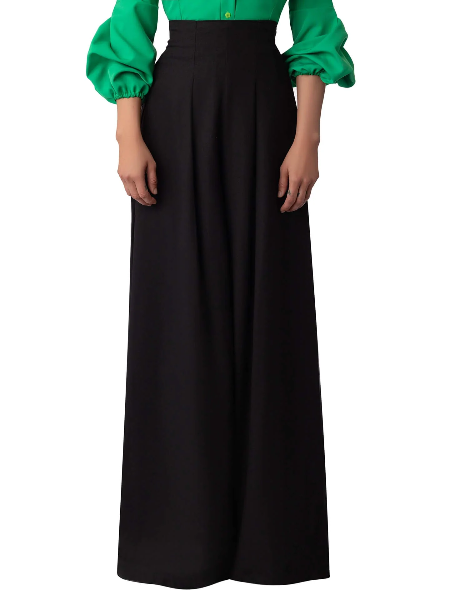 “Tọ́lá” Black Cinched High Waist Linen Pants - Image 4