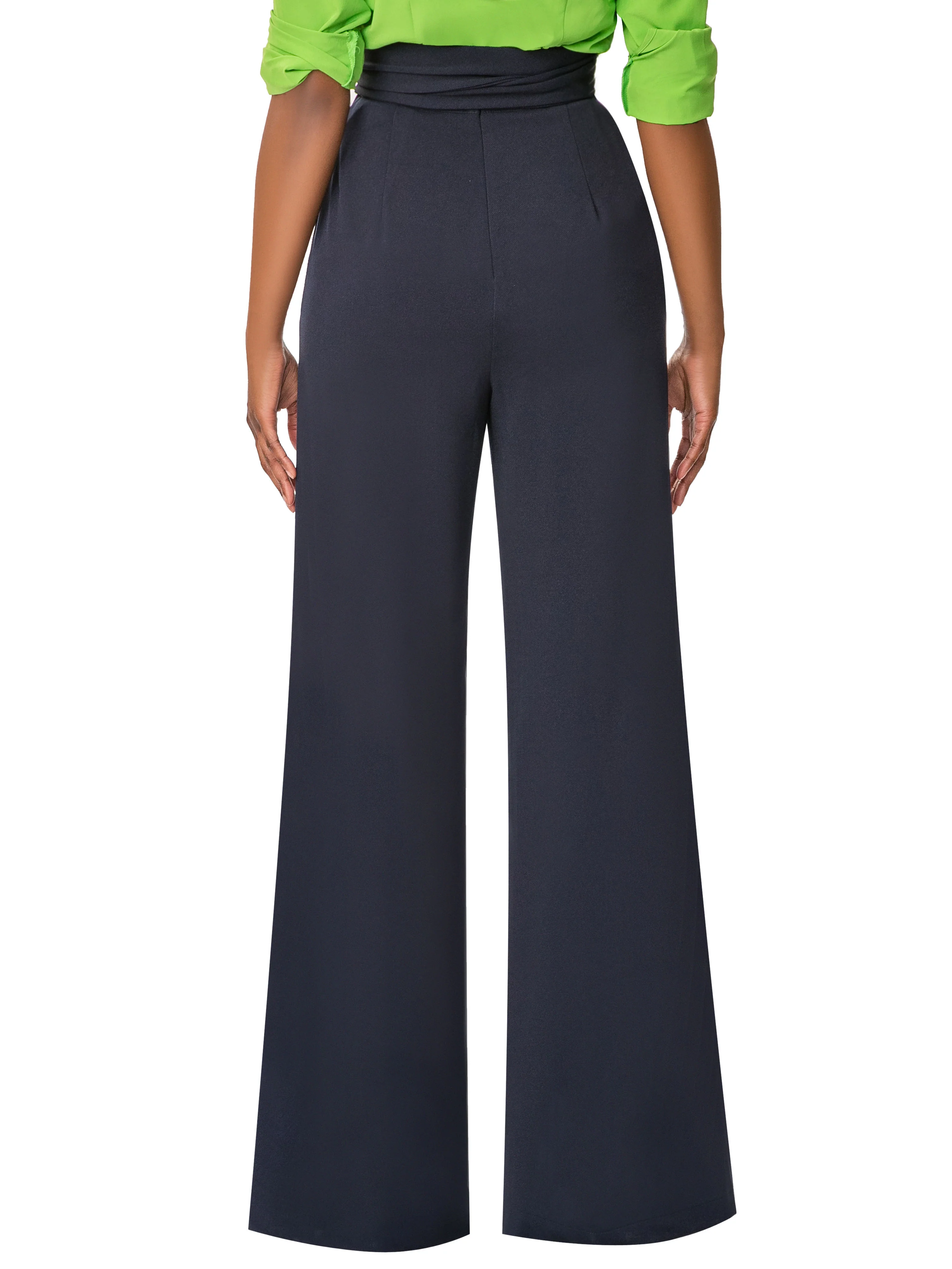 "Tamu" Navy Belted High Waist Pants - Image 5