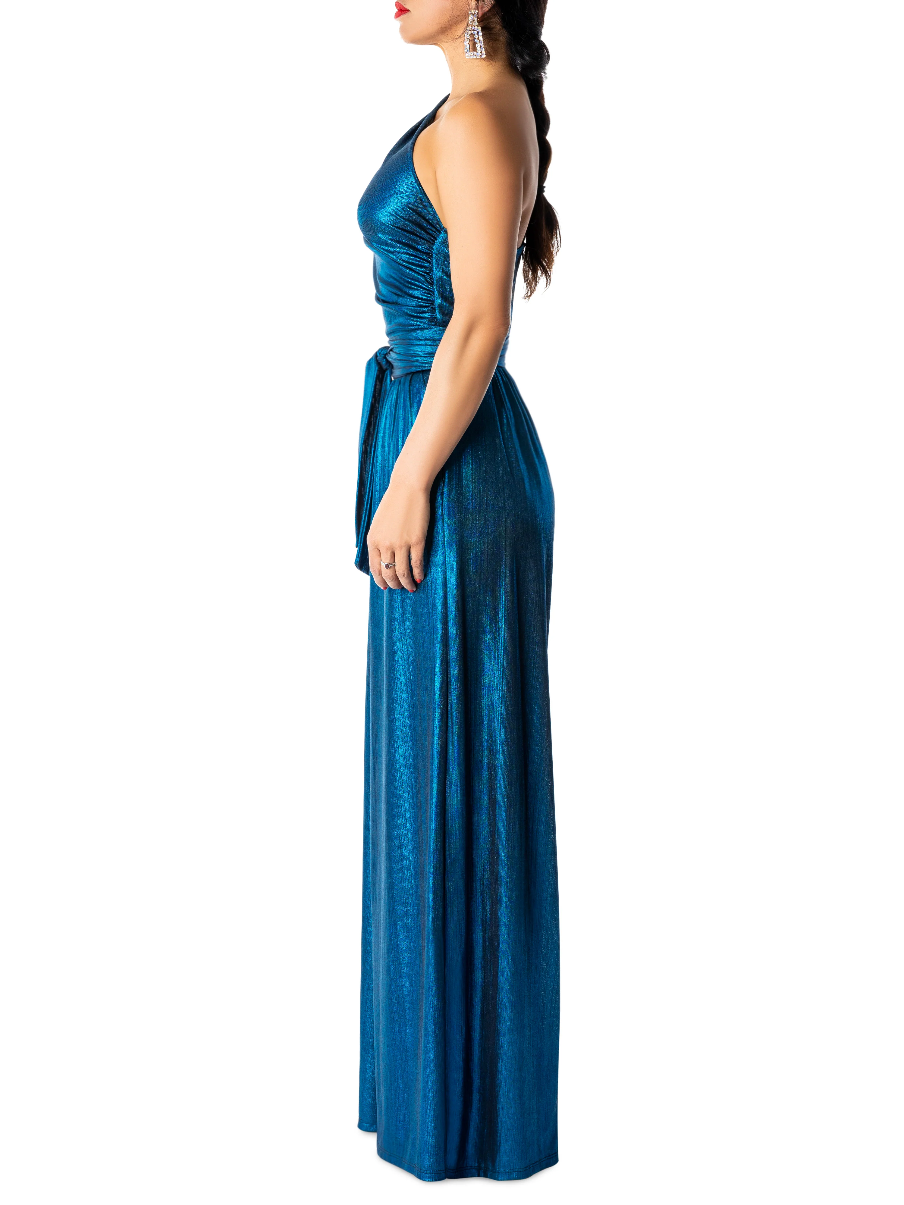 "Taraji" Blue One-Shoulder Jumpsuit - Image 4