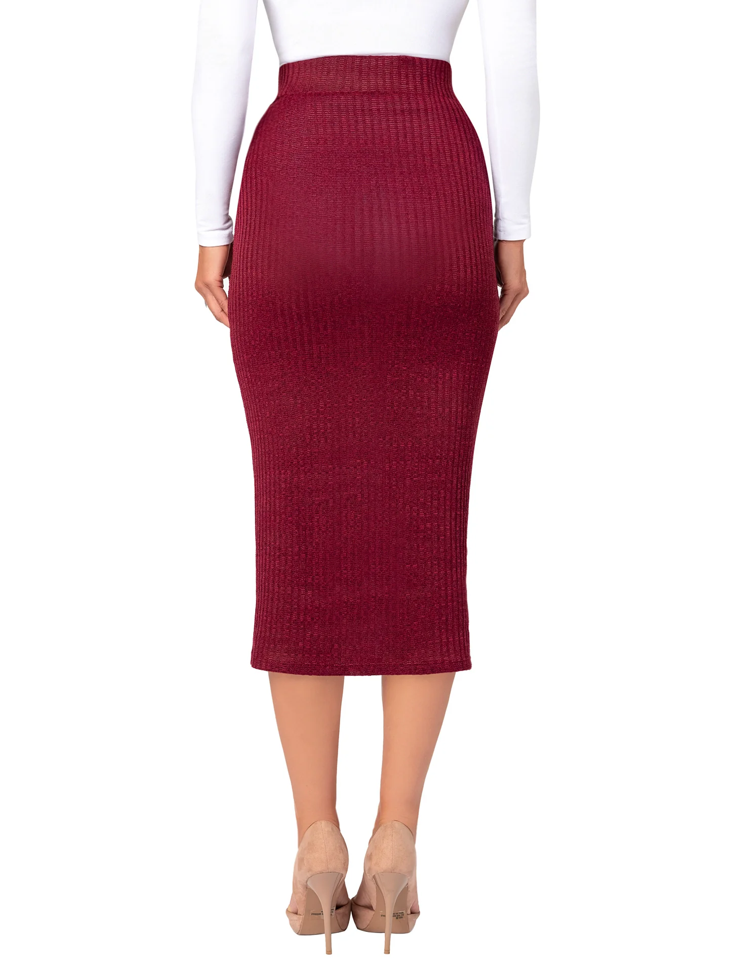 "Tarana" Burgundy Pencil Skirt - Image 6