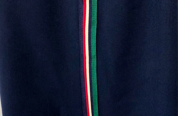 "Tatiana" Navy High Waist Pants w/ Tuxedo Detail - Image 2