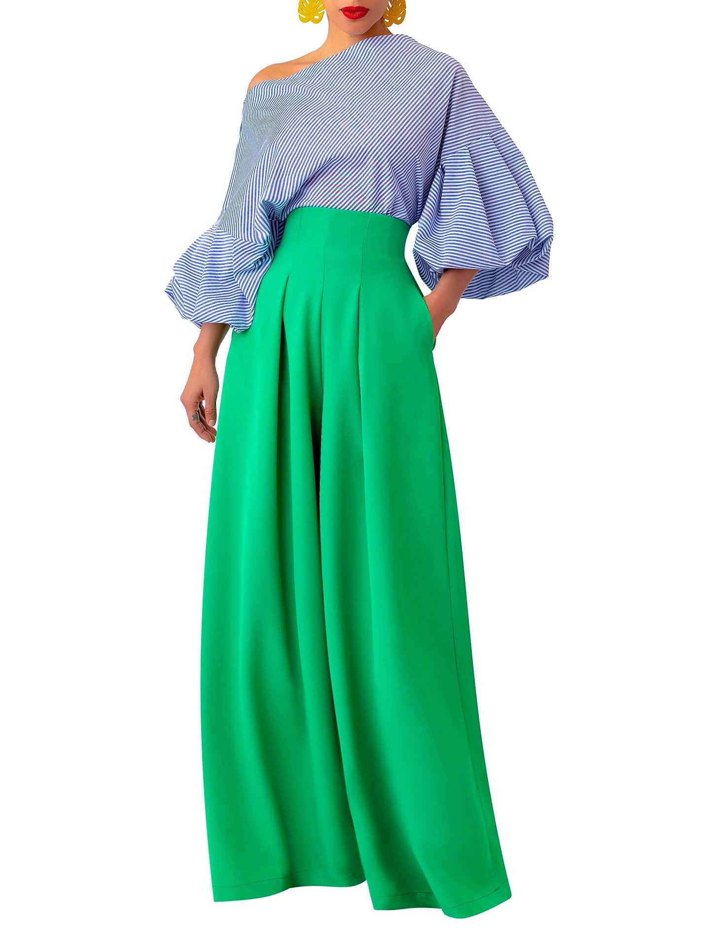 “Tèmi” Cinched Jade High Waist Pants - Image 4