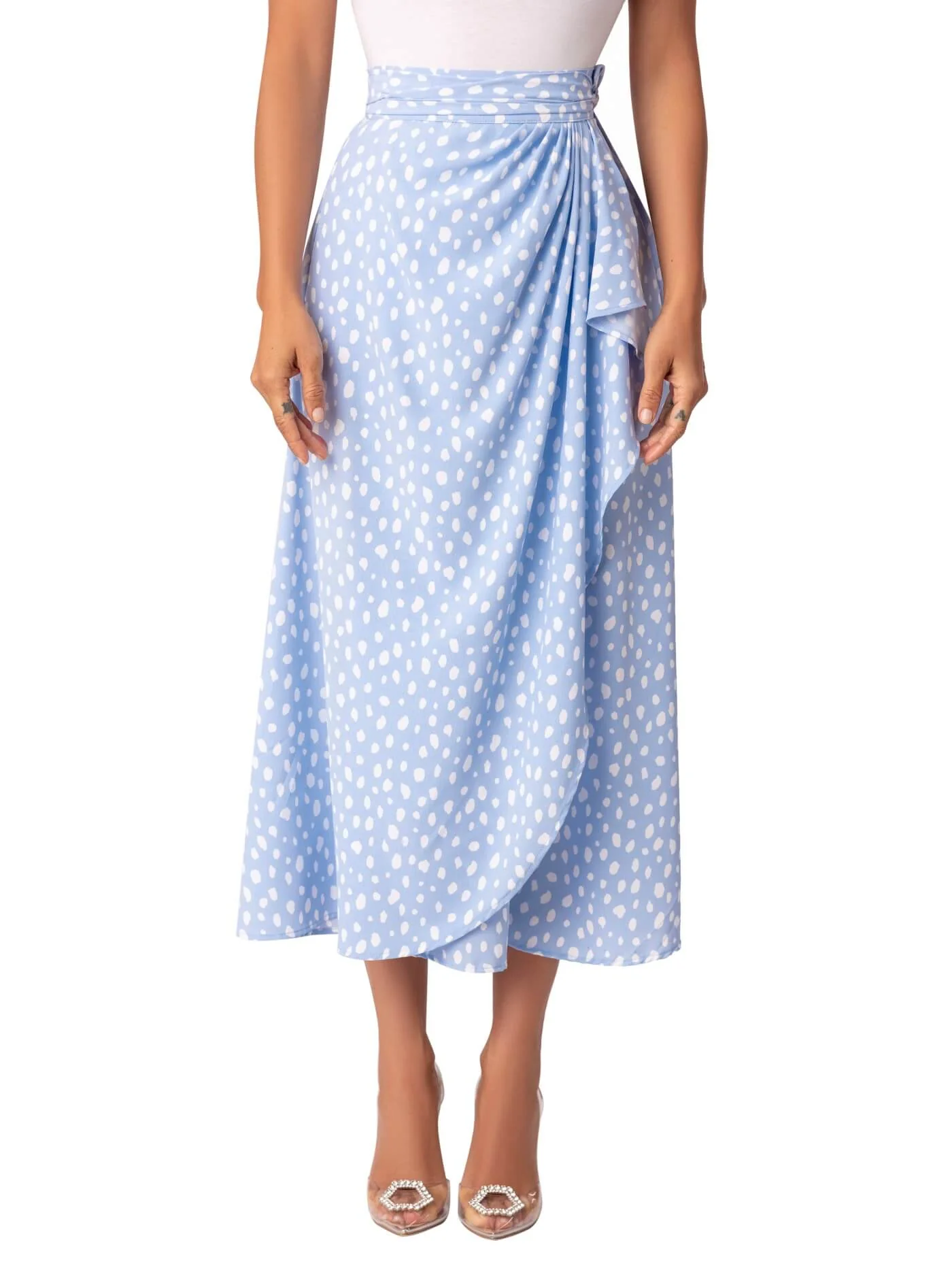 “The Waves” Polka Dot Asymmetric Midi Skirt - Image 5
