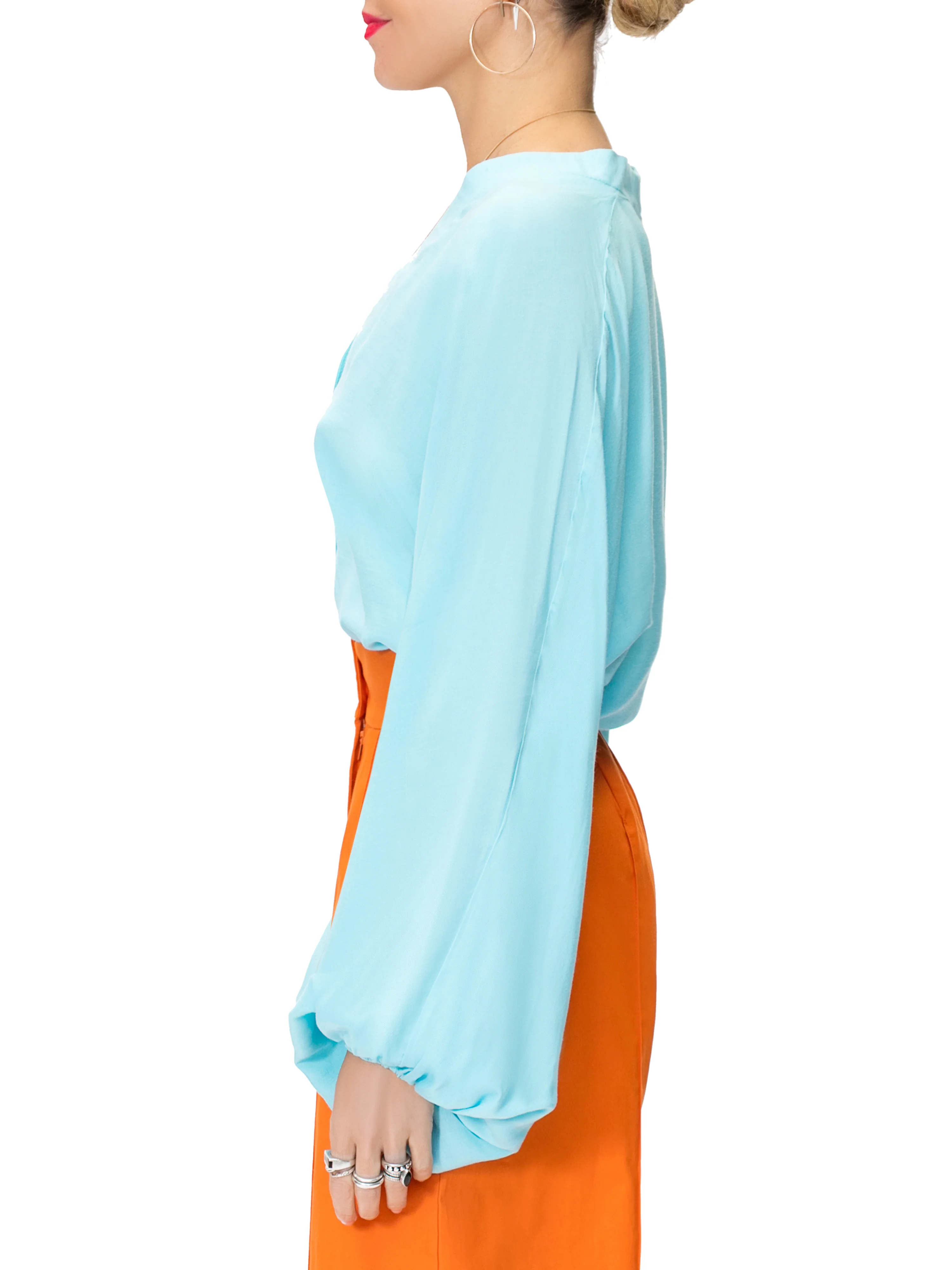 "Tiffany" Blue Bell Sleeve Bodysuit - Image 5
