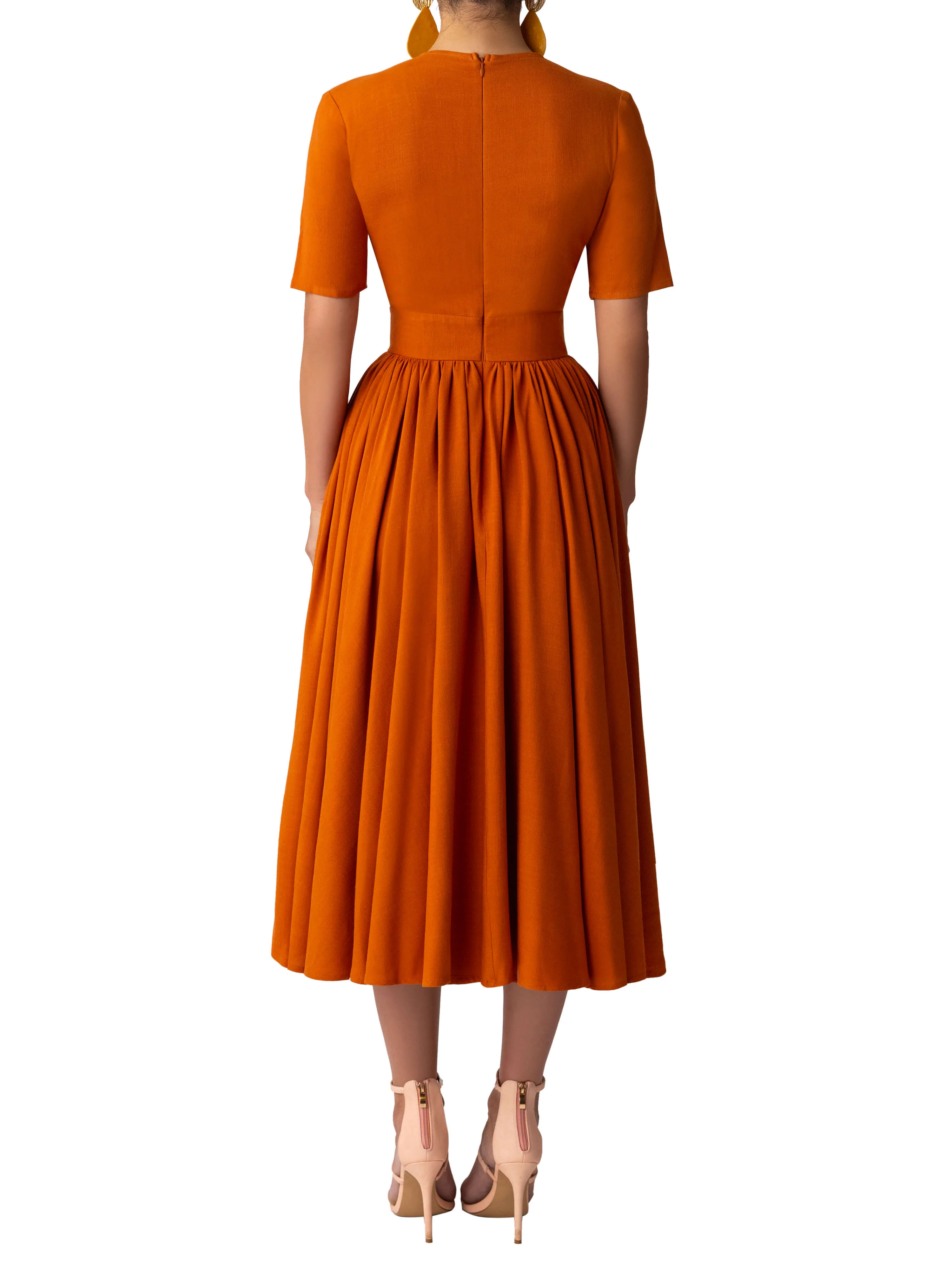 "Tulipa" Toffee Midi Swing Dress - Image 5