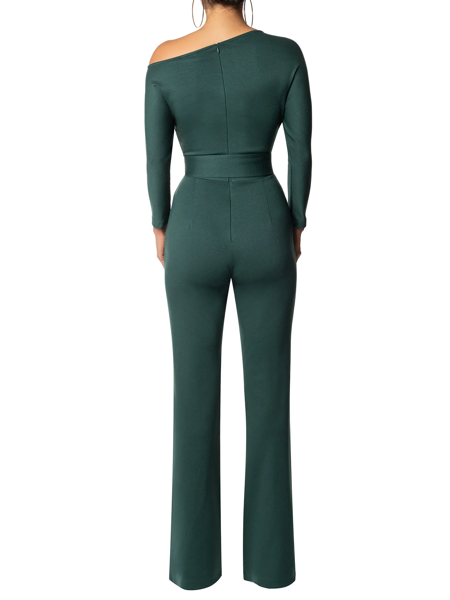 "Ursula" Hunter Green Off Shoulder Jumpsuit - Image 6