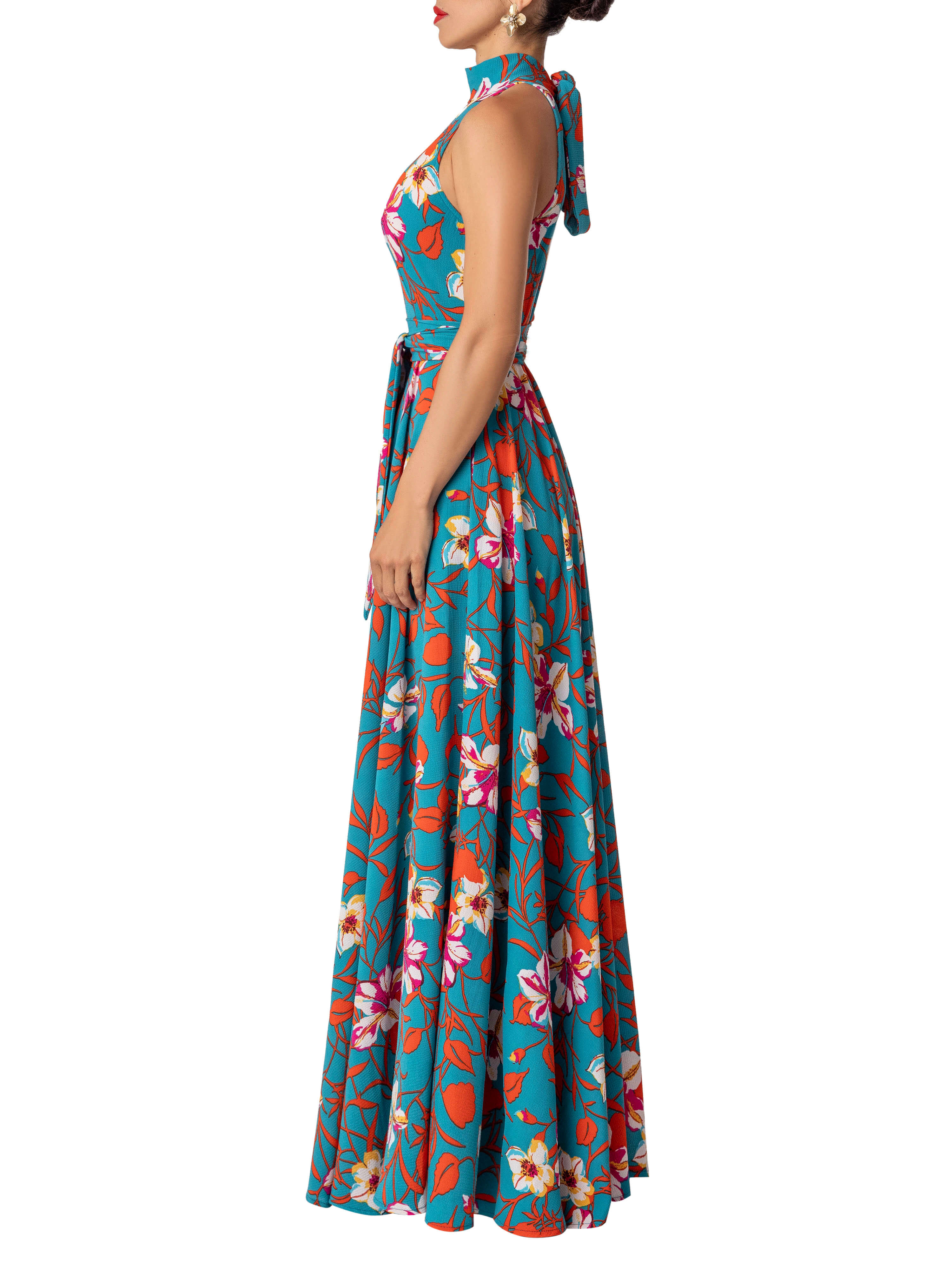 "Valencia" Print Halter Maxi Dress - Image 4