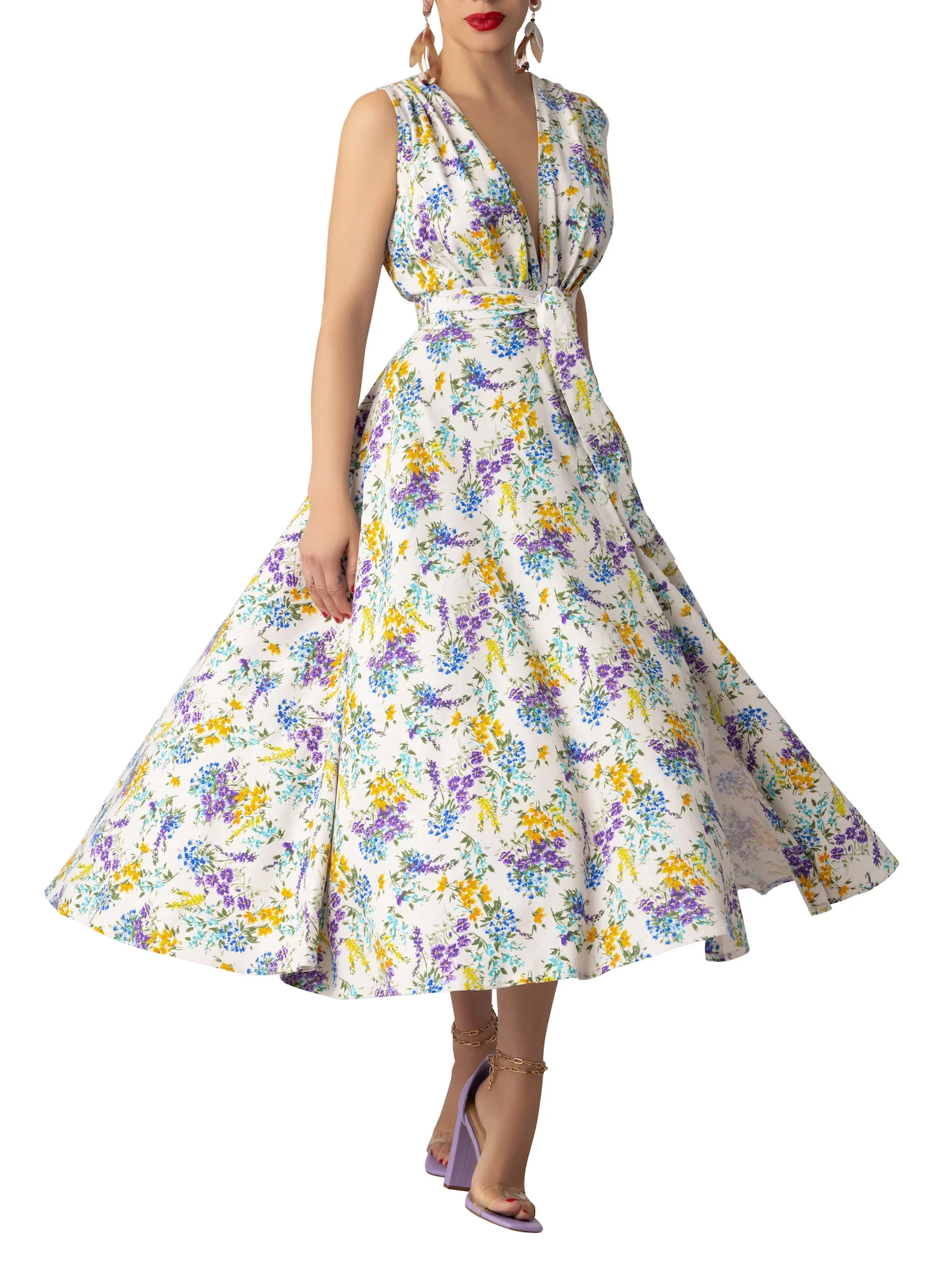 “Vervain” Floral V-neck Dress - Image 3