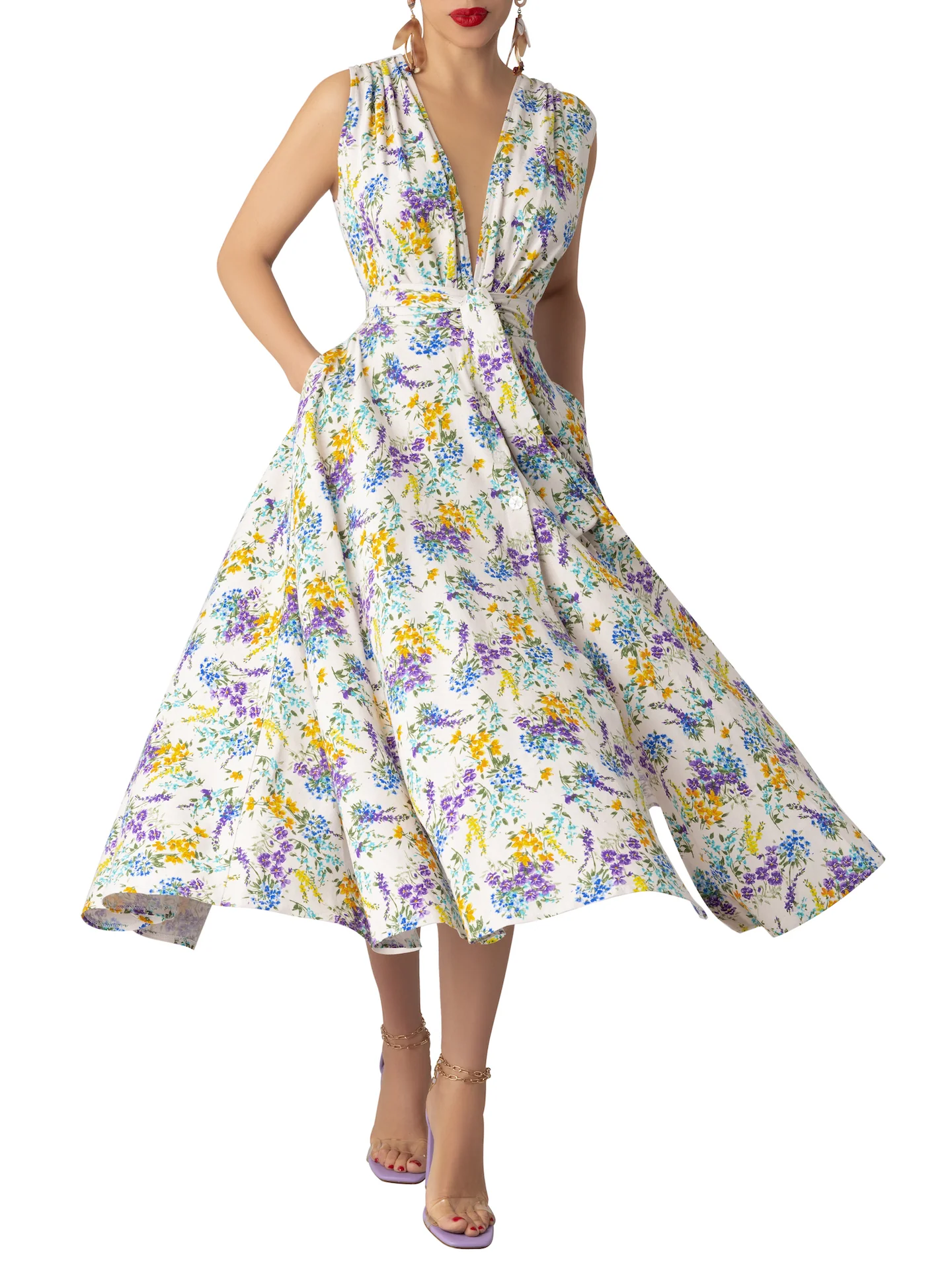 “Vervain” Floral V-neck Dress - Image 4