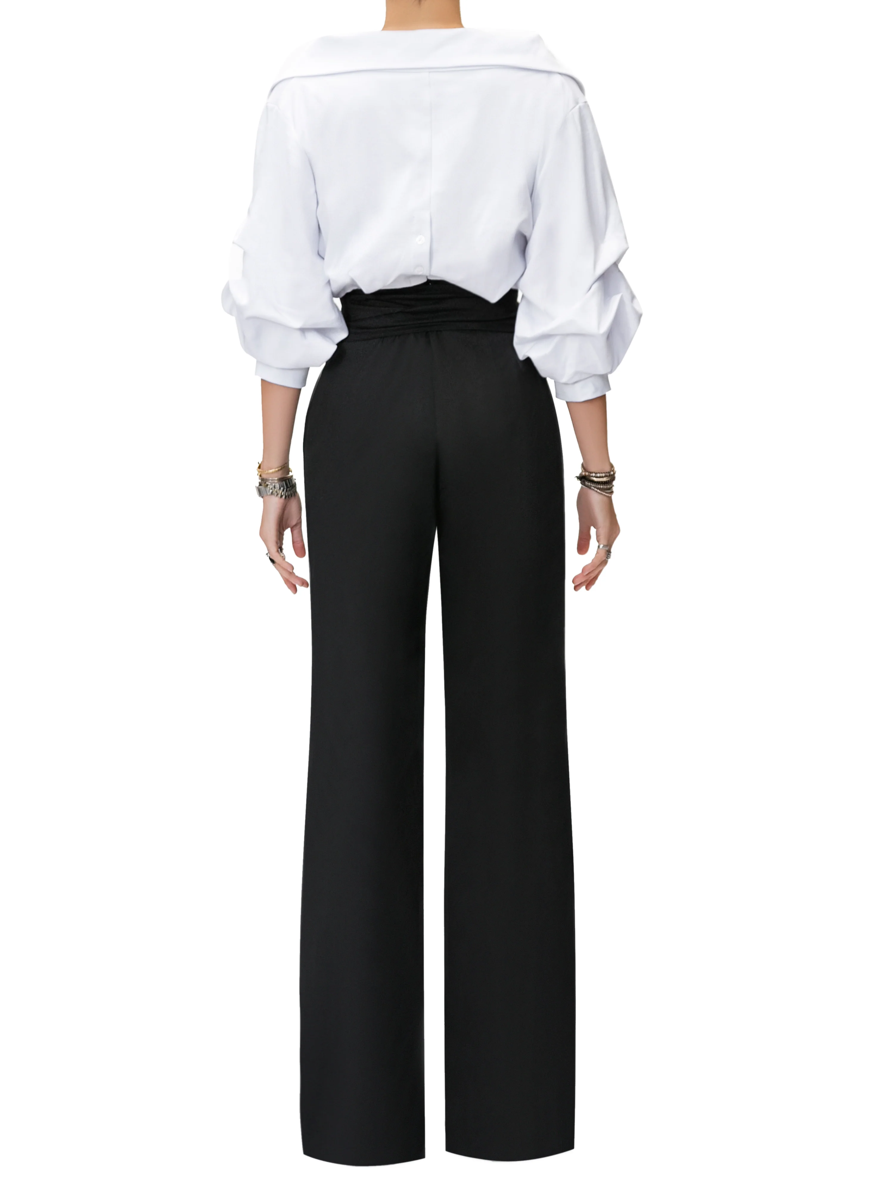 "Victoria" Black and White Off Shoulder Jumpsuit - Image 5