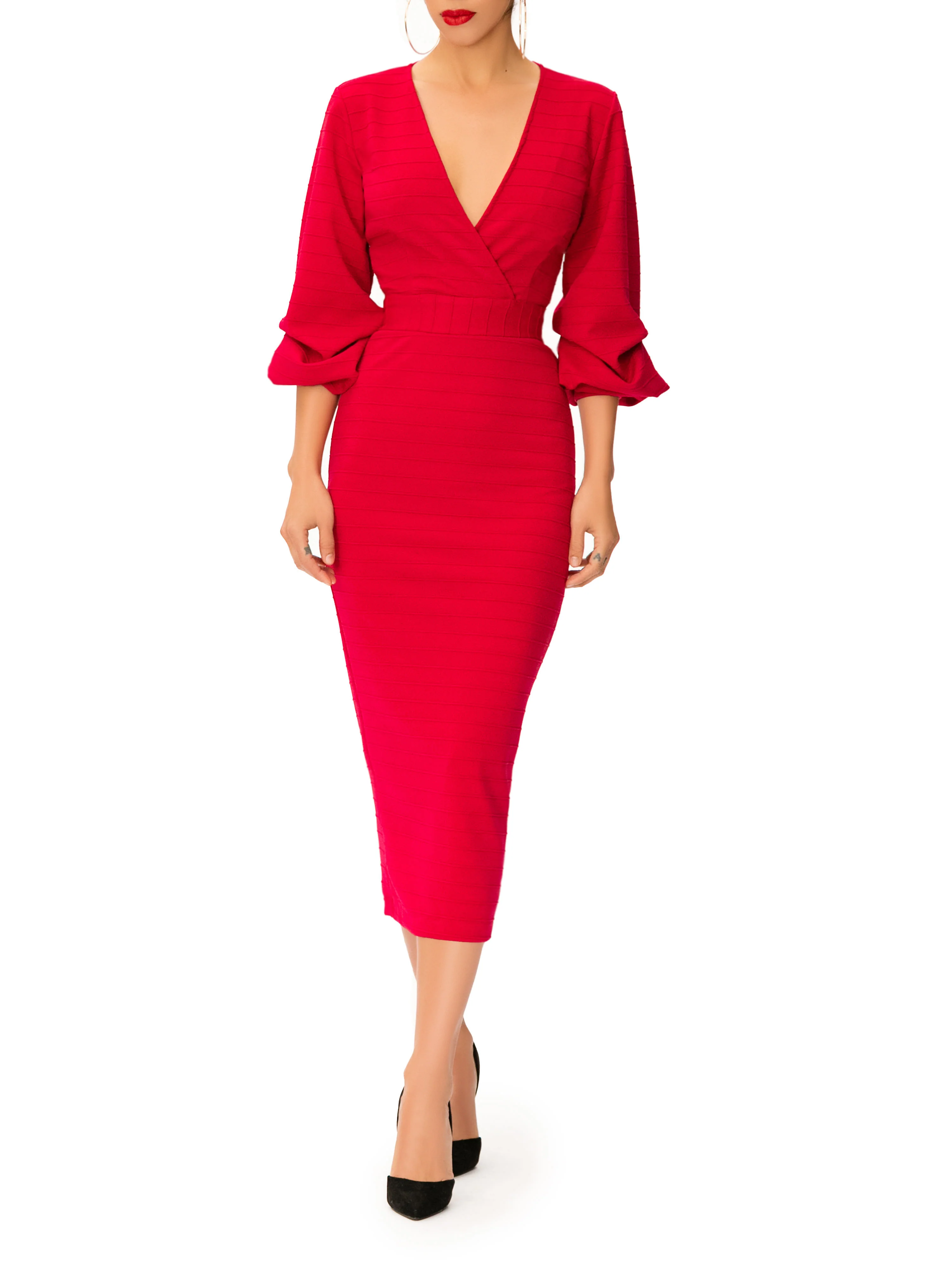 "Vivian" Wrap Bodice Fitted Dress