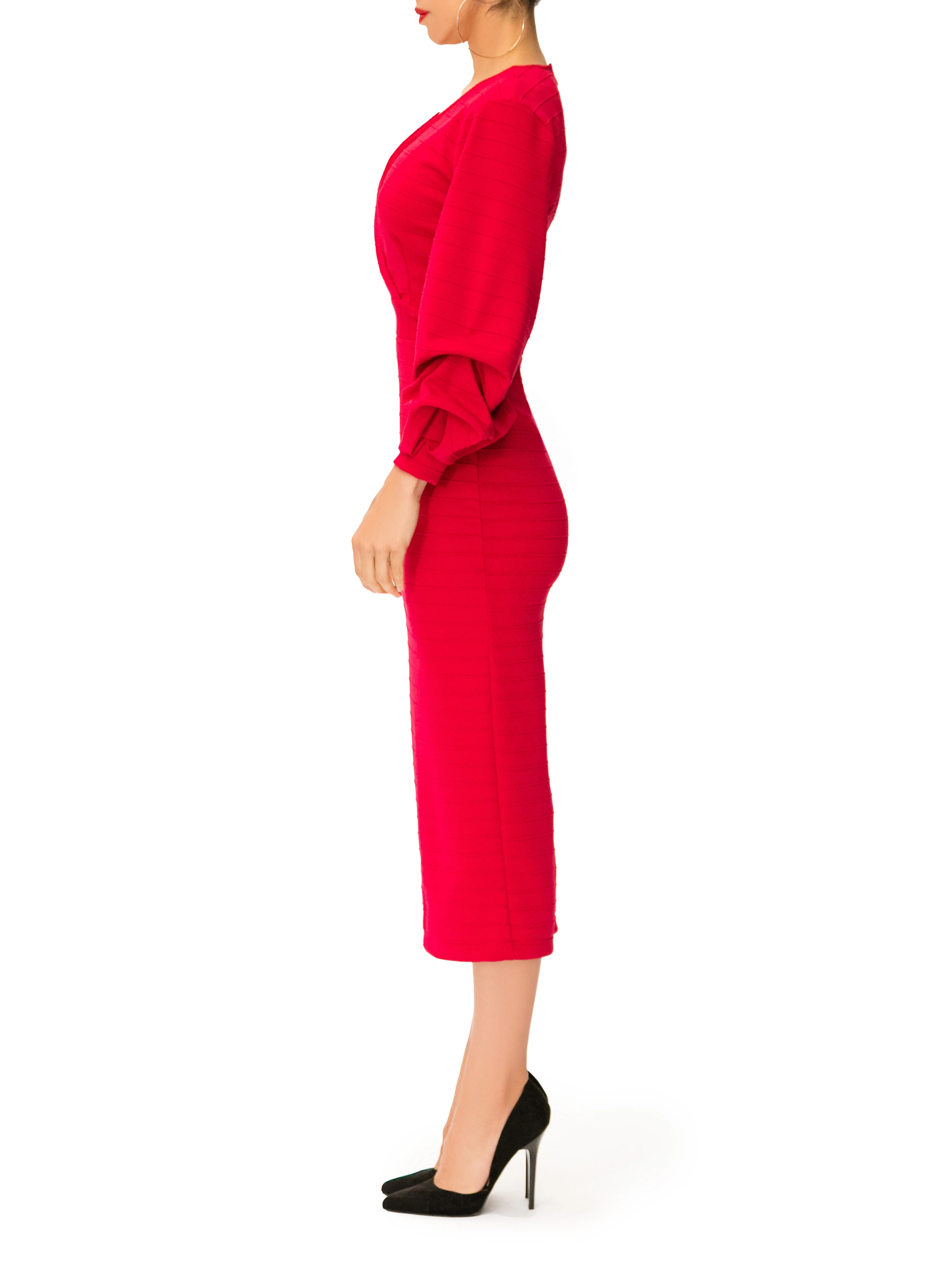 "Vivian" Wrap Bodice Fitted Dress - Image 4