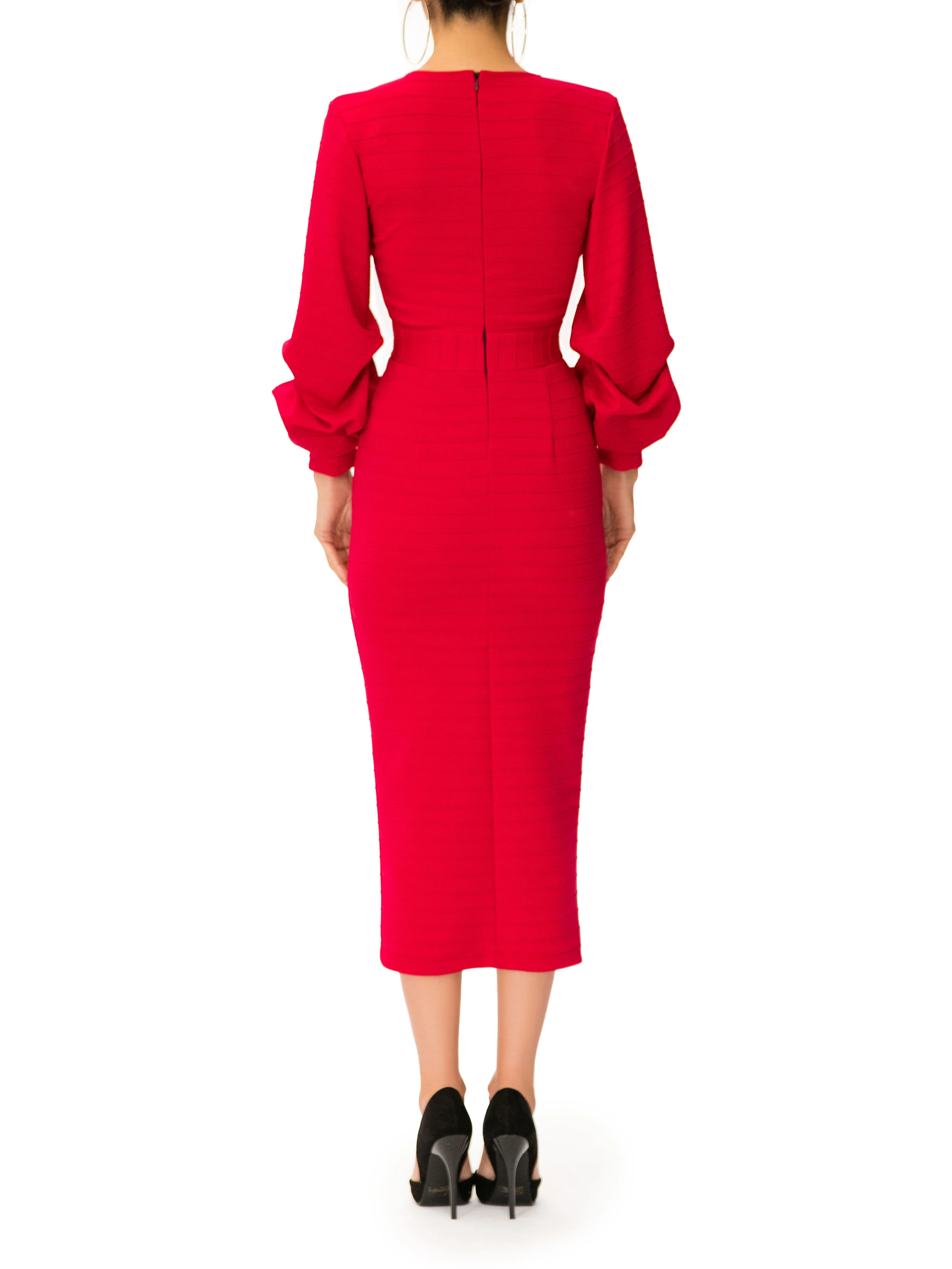 "Vivian" Wrap Bodice Fitted Dress - Image 5