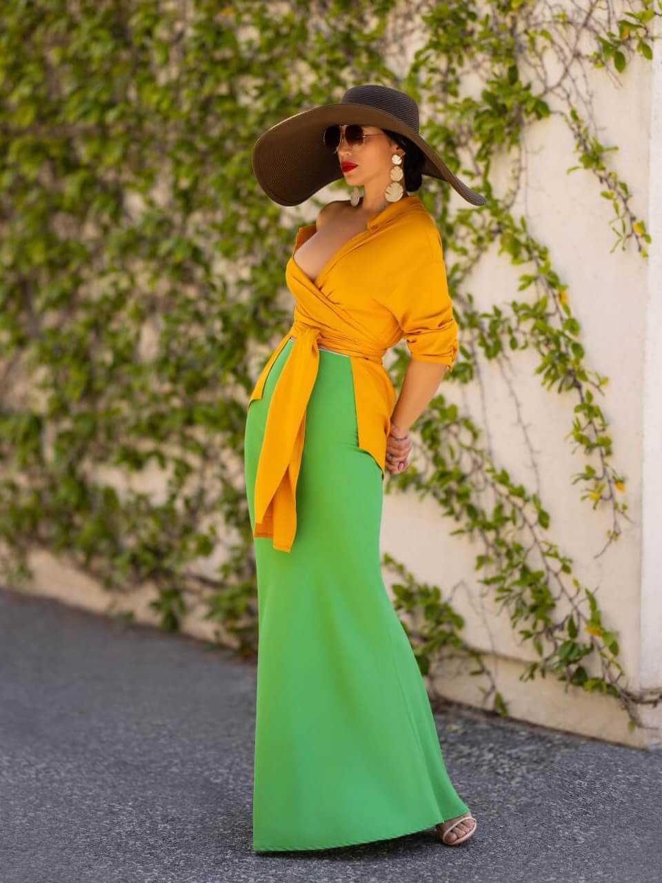 "West Bay" Yellow Off Shoulder Wrap Shirt - Image 3