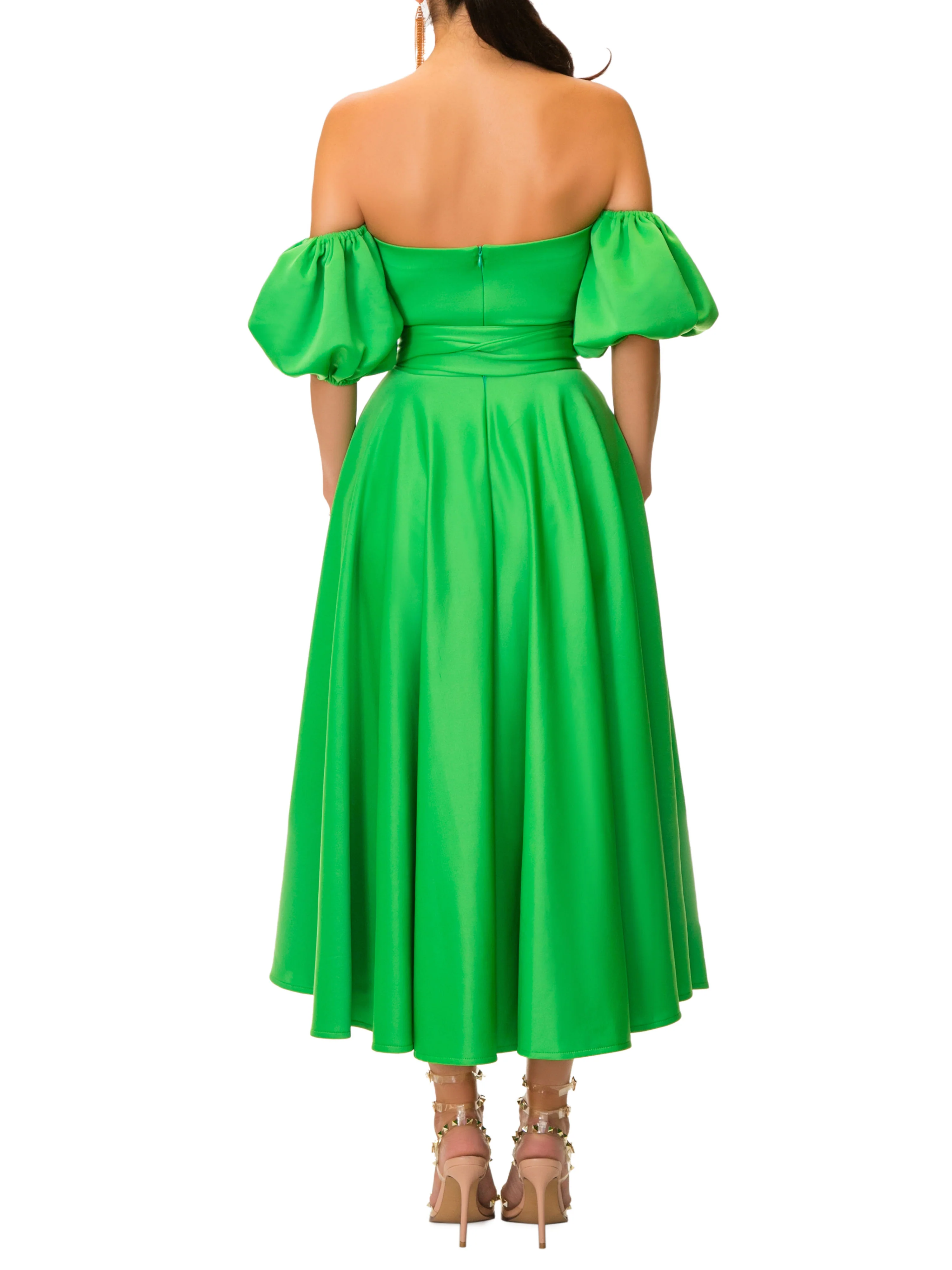 "Whitney" Green-Off Shoulder Dress - Image 6