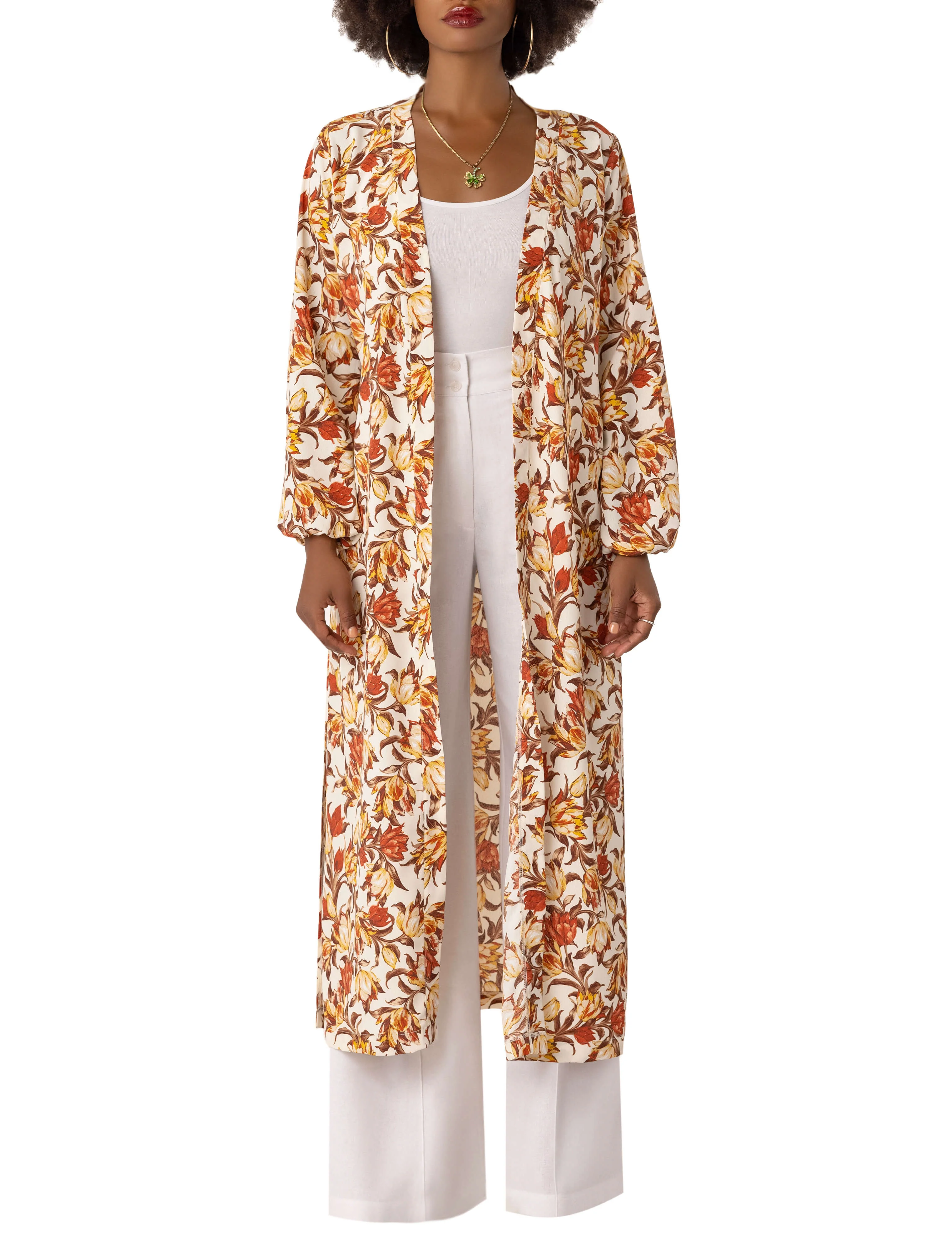 "Wilma" Ivory/Red Print Duster - Image 3