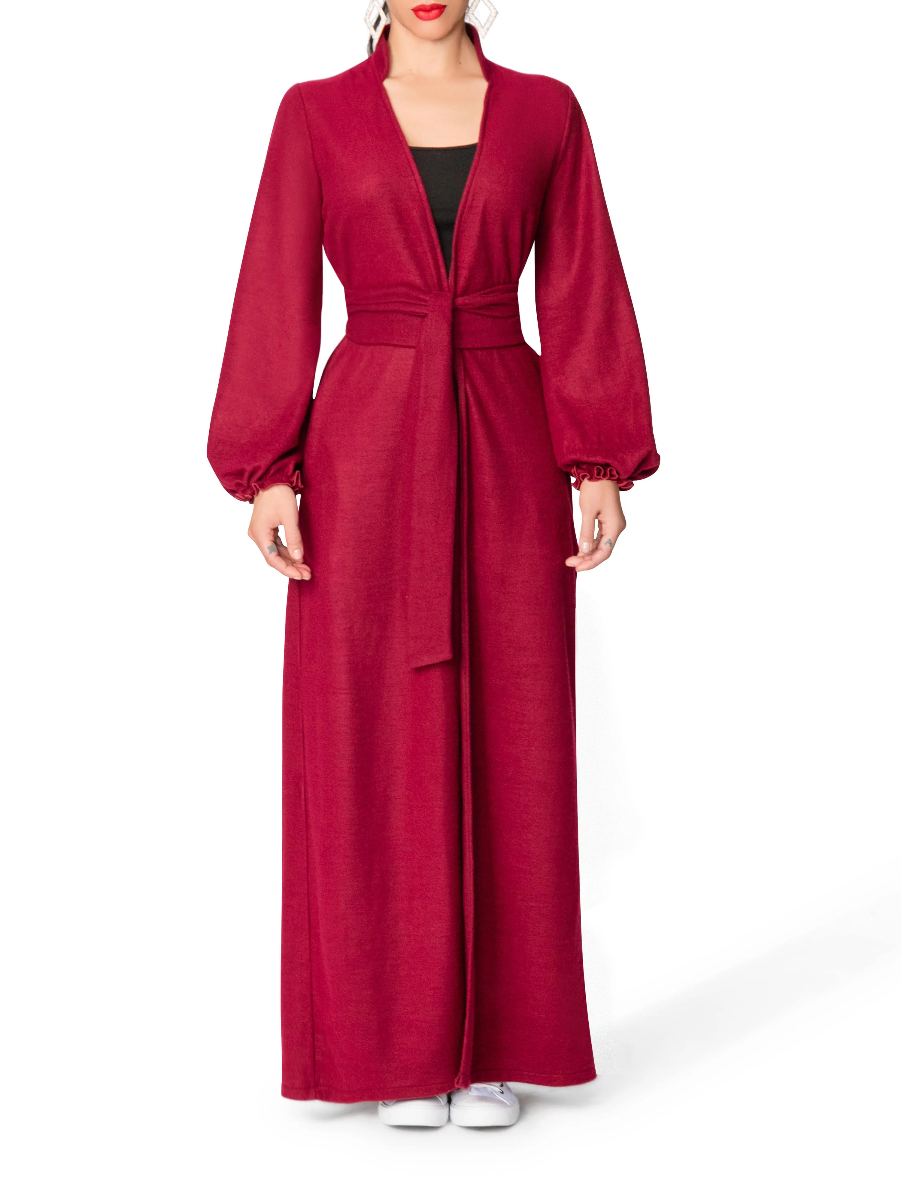 "Winter" Burgundy Sweater Duster - Image 3