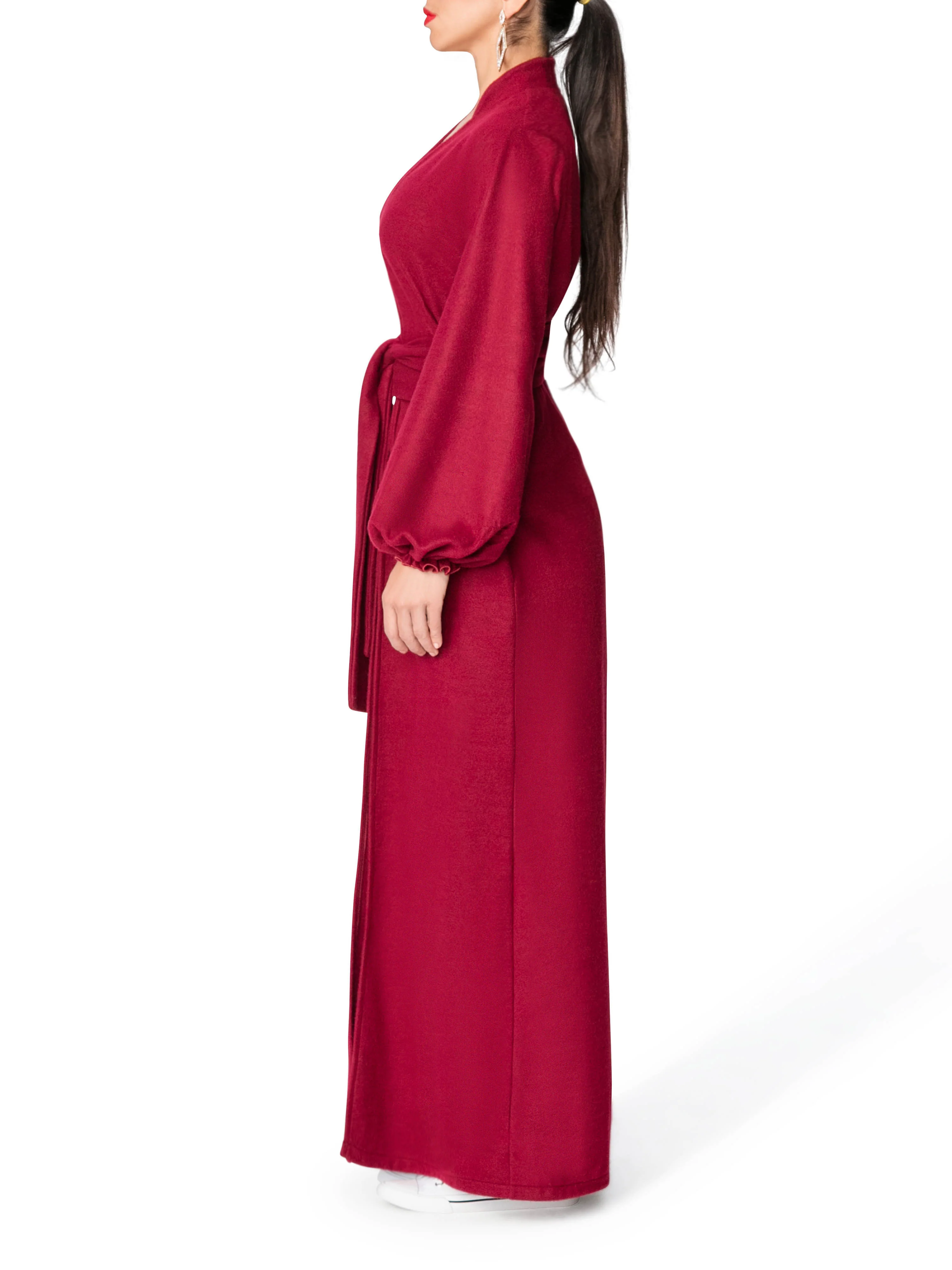 "Winter" Burgundy Sweater Duster - Image 4
