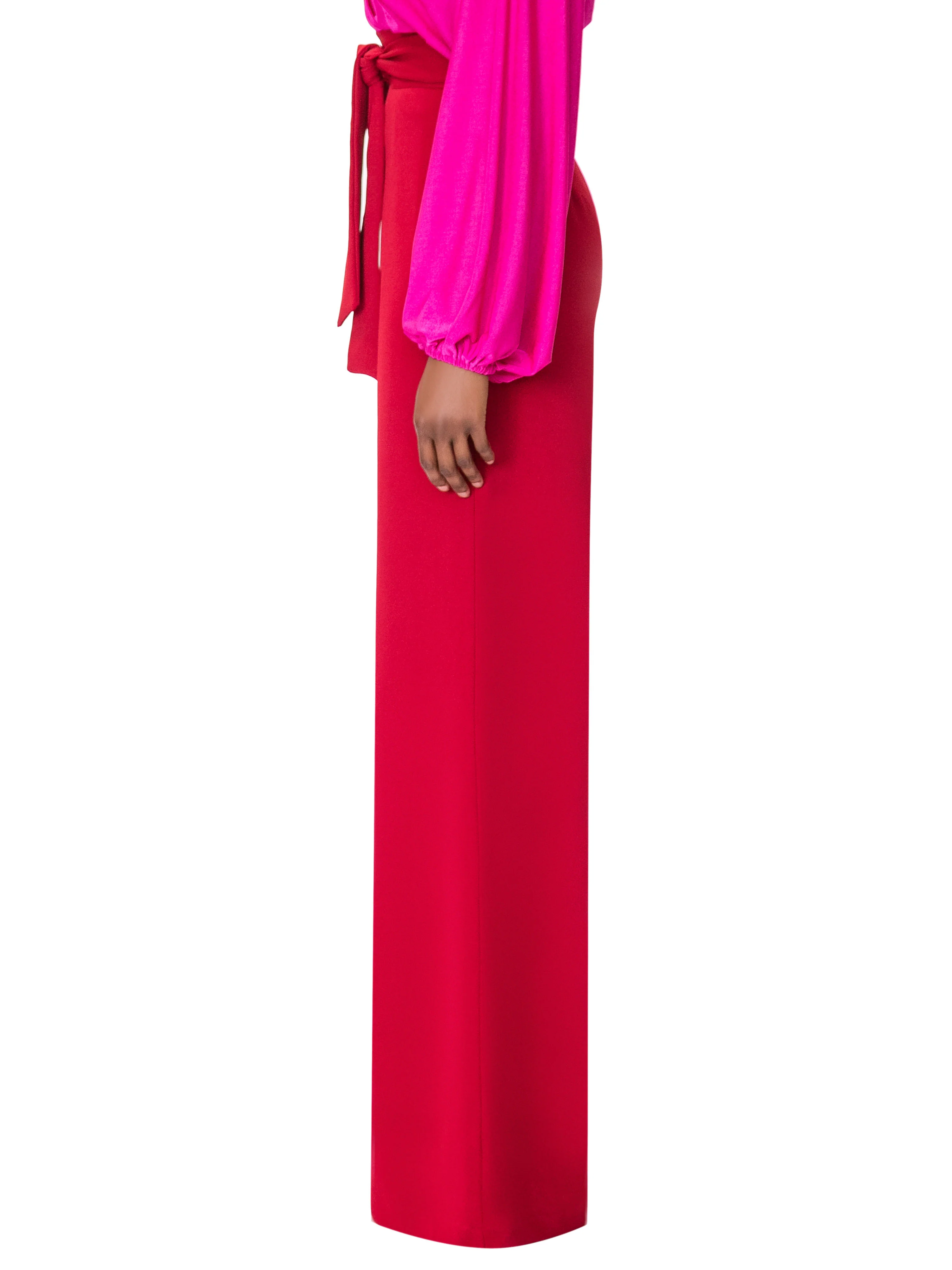 "Wynée" Deep Red Belted High Waist Pants - Image 5